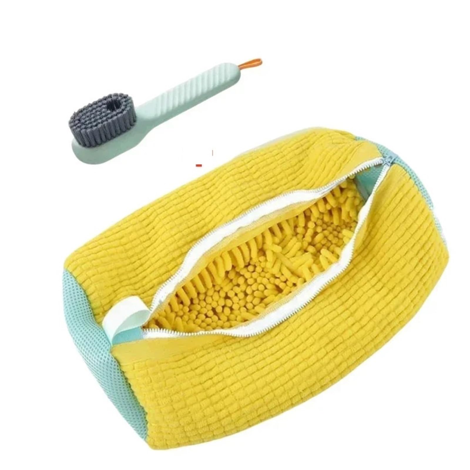 Reusable Durable Fluffy Shoe Washing Bag Cleaning Machine-Washable Laundry Bag With Zipper Closure(2pcs Set Yellow)