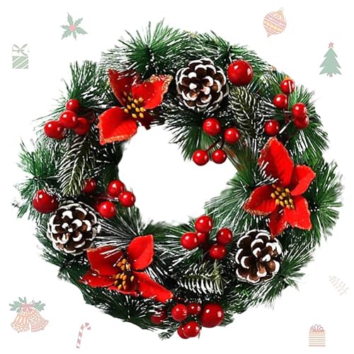 Ghirlanda di Natale, 30CM Corona per Porta d'Ingresso Ghirlande Natalizia