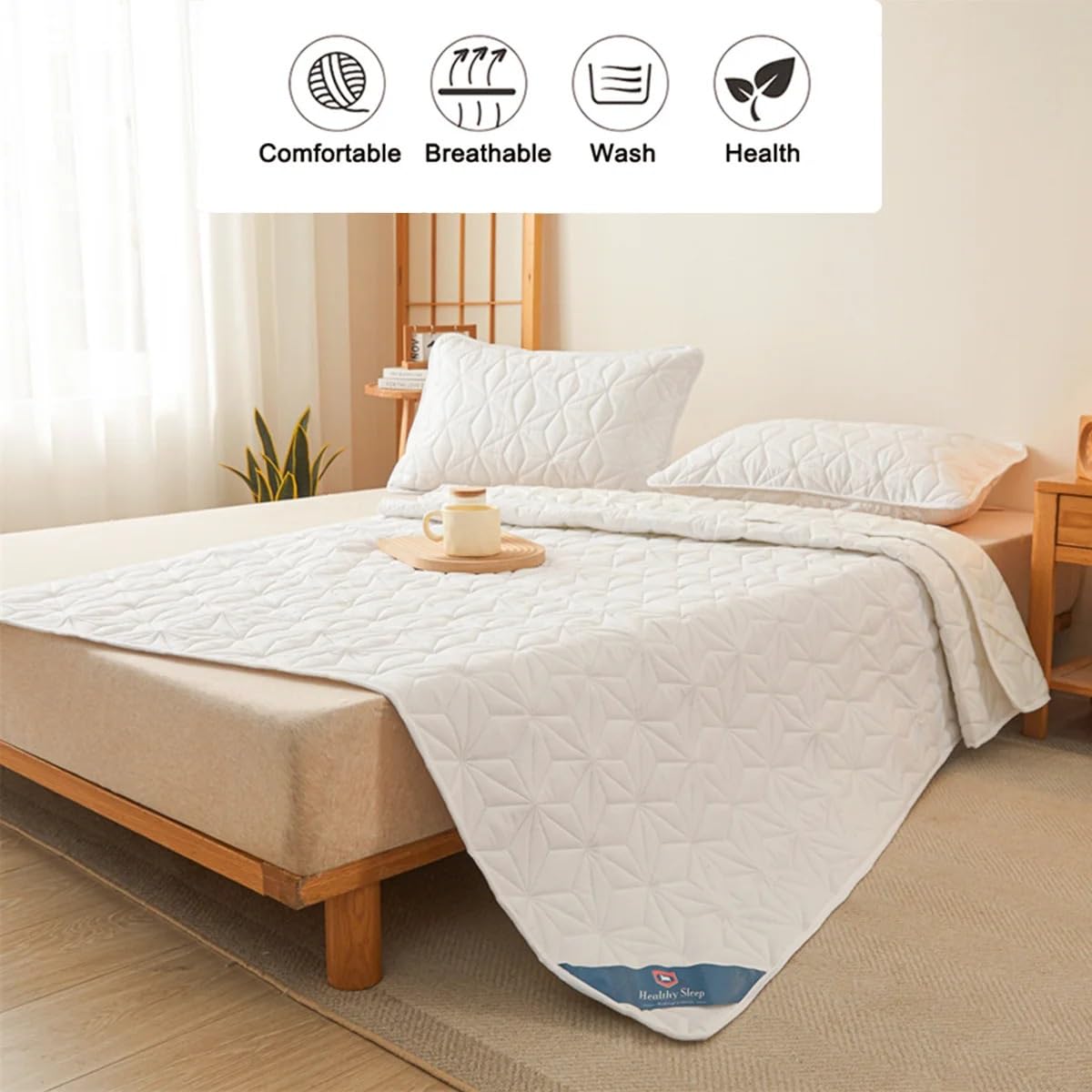 Protector Colchon Impermeable,Cubre Colchon Protector de colchón impermeable - Funda de colchón transpirable y silenciosa con 4 correas elásticas en las esquinas. Se adapta a hasta 40 cm de profundida