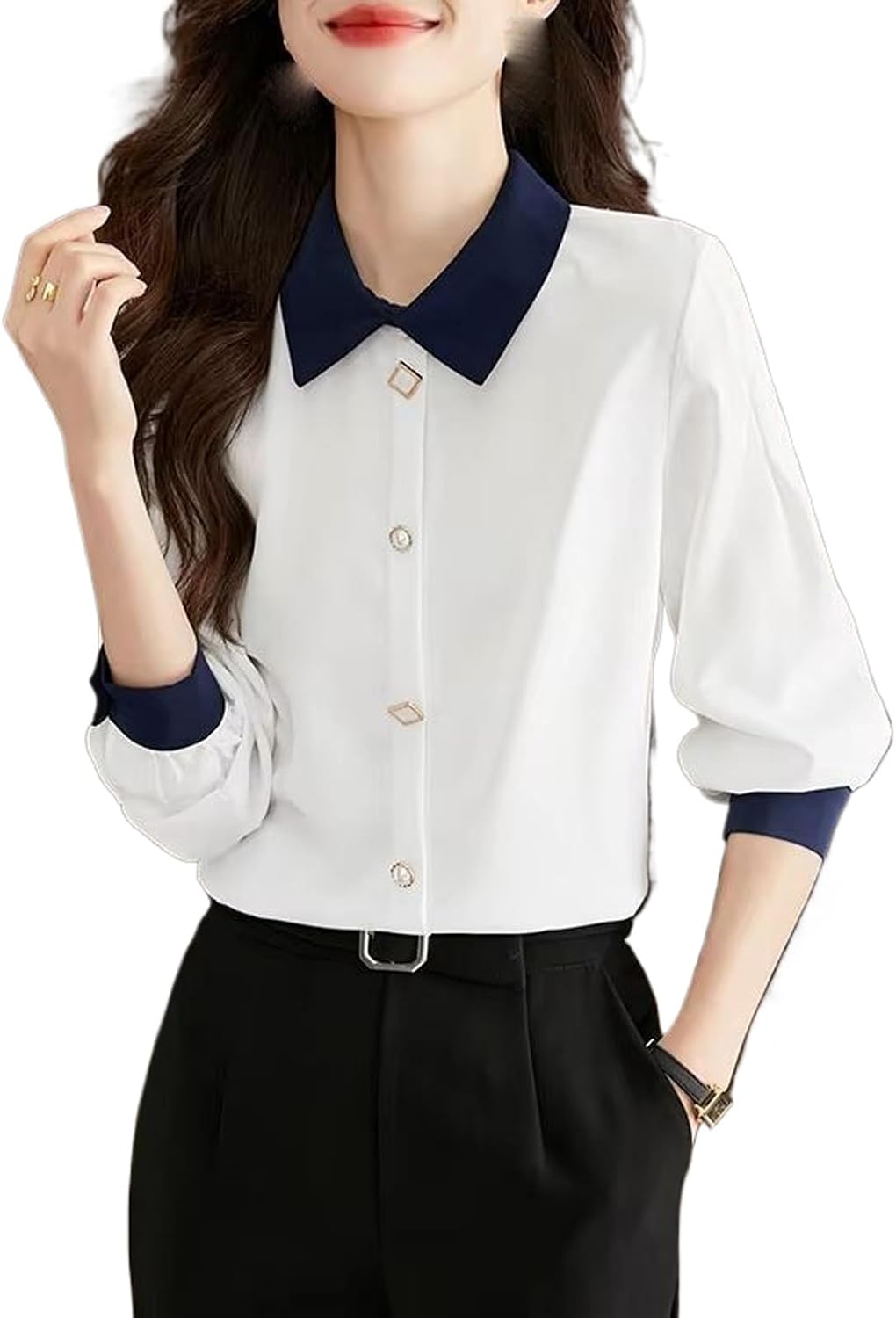 Women's Elegant Office Lady White Shirt Long Sleeve Korean Chiffon Blouse Vintage Top Casual Clothing