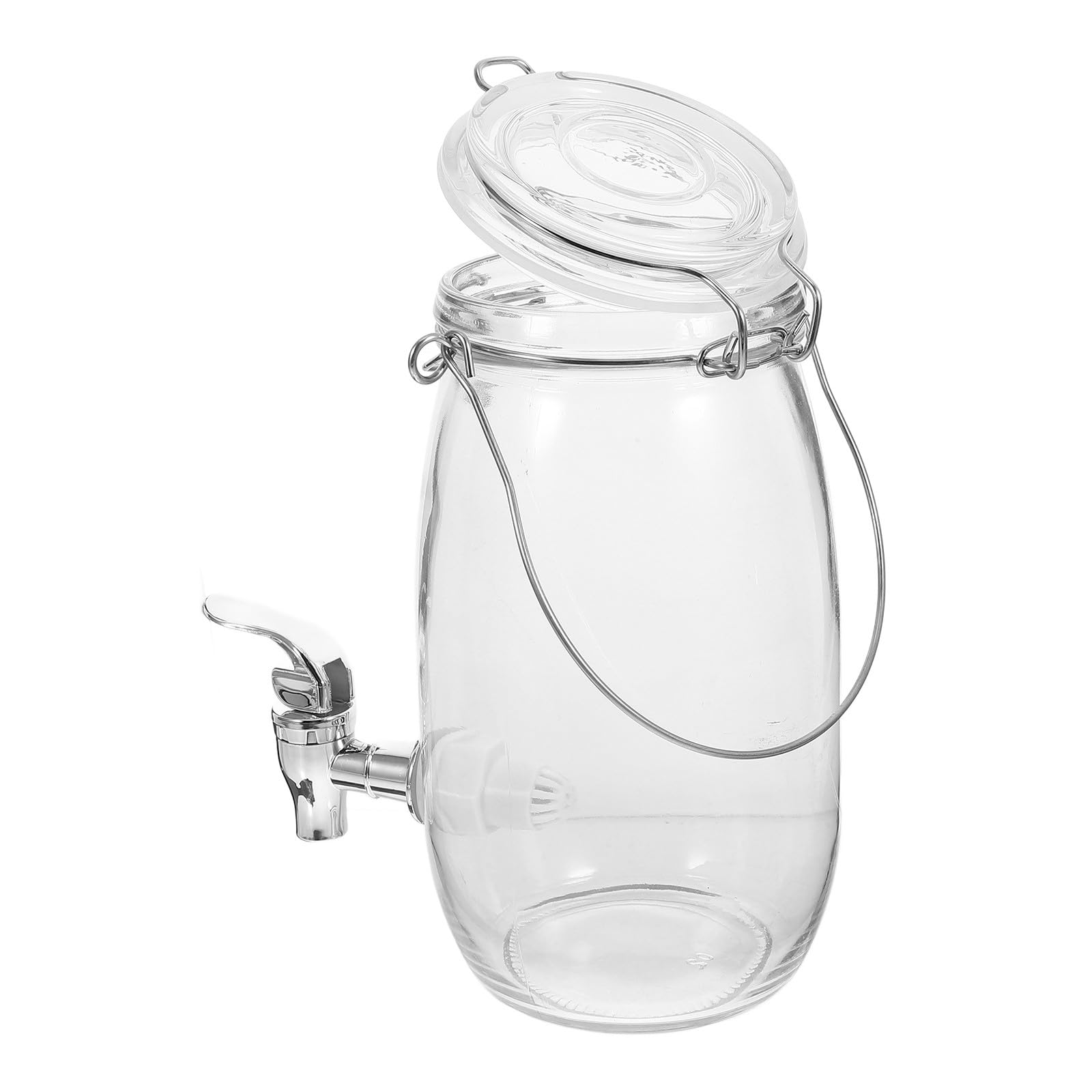 CLISPEED Glas Getränkespender 1,5l aus Glas mit Abs Zapfhahn Küchen Saftdose zum Frischhalten für Party und Haushalt