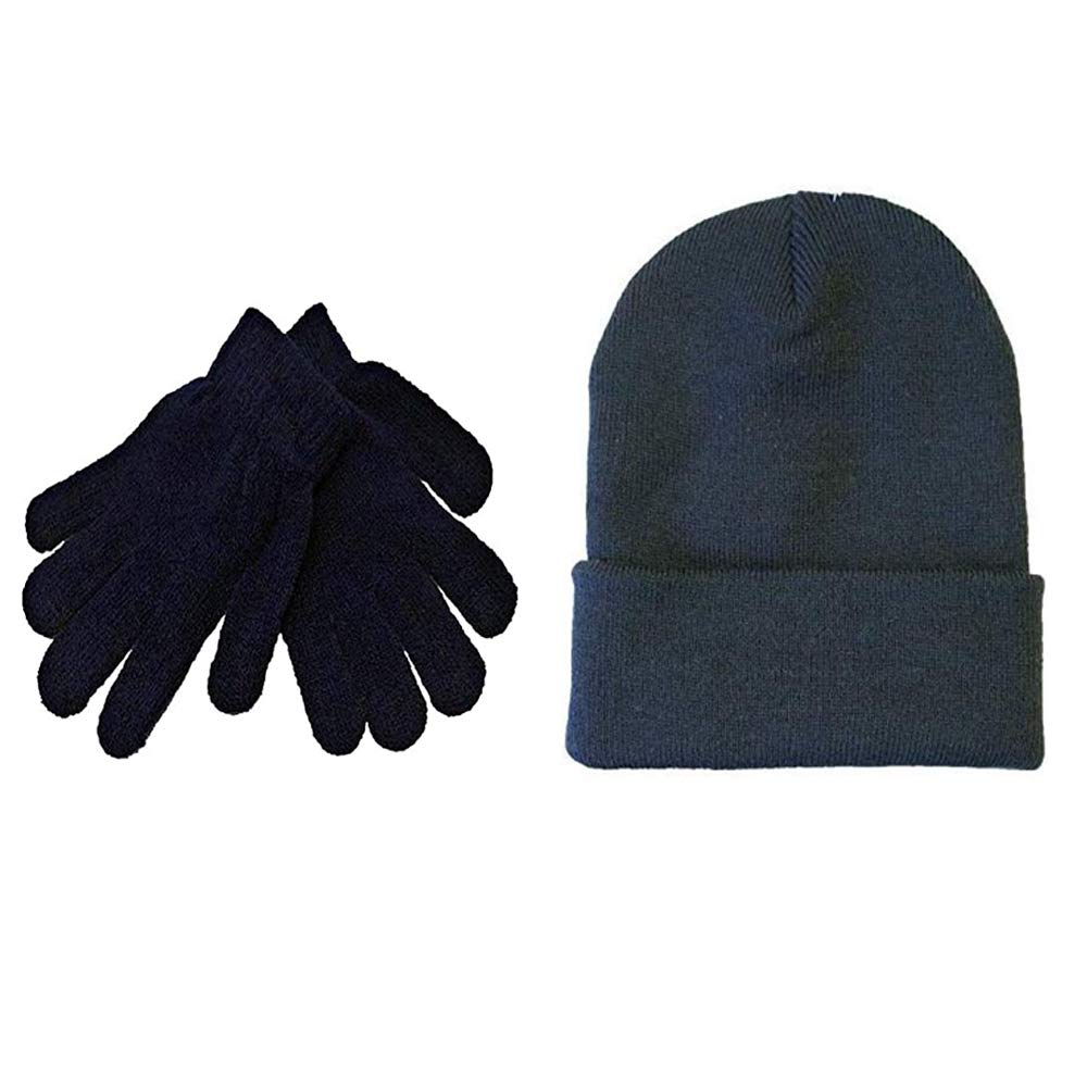 Krystle Baby Girl's|Baby Boy's kid's Combo of School Winter Woolen Cap/Skull Cap and Gloves Set Soft Knit for Winter (Navy Blue)-(Pack of 02)