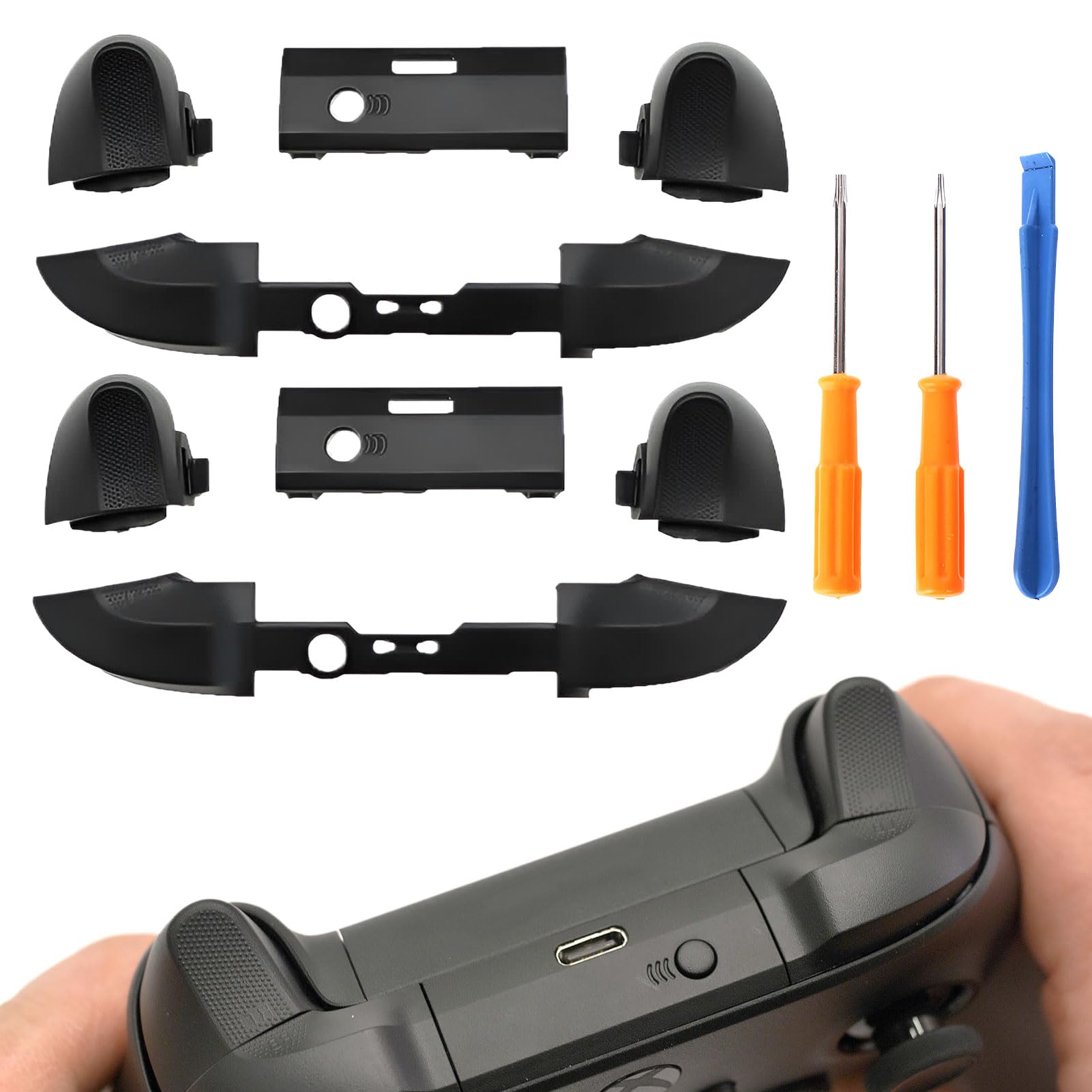 For Xbox Controller Repair Kit,2 Pcs for Xbox Series X/S Repair Parts Kit with T8 T6 Screwdriver,Replacement Lb Rb Lt Rt Bumpers Buttons Set Compatible with Xbox Series X/S Controller
