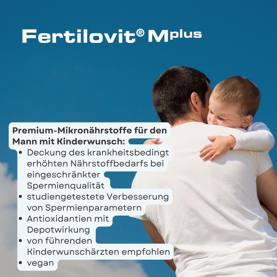 Fertilovit M plus | Fruchtbarkeit und Spermienbildung | Kinderwunsch Vitamine für den Mann | studiengetestet, patentiert für die Fertilität | 90 Kapseln