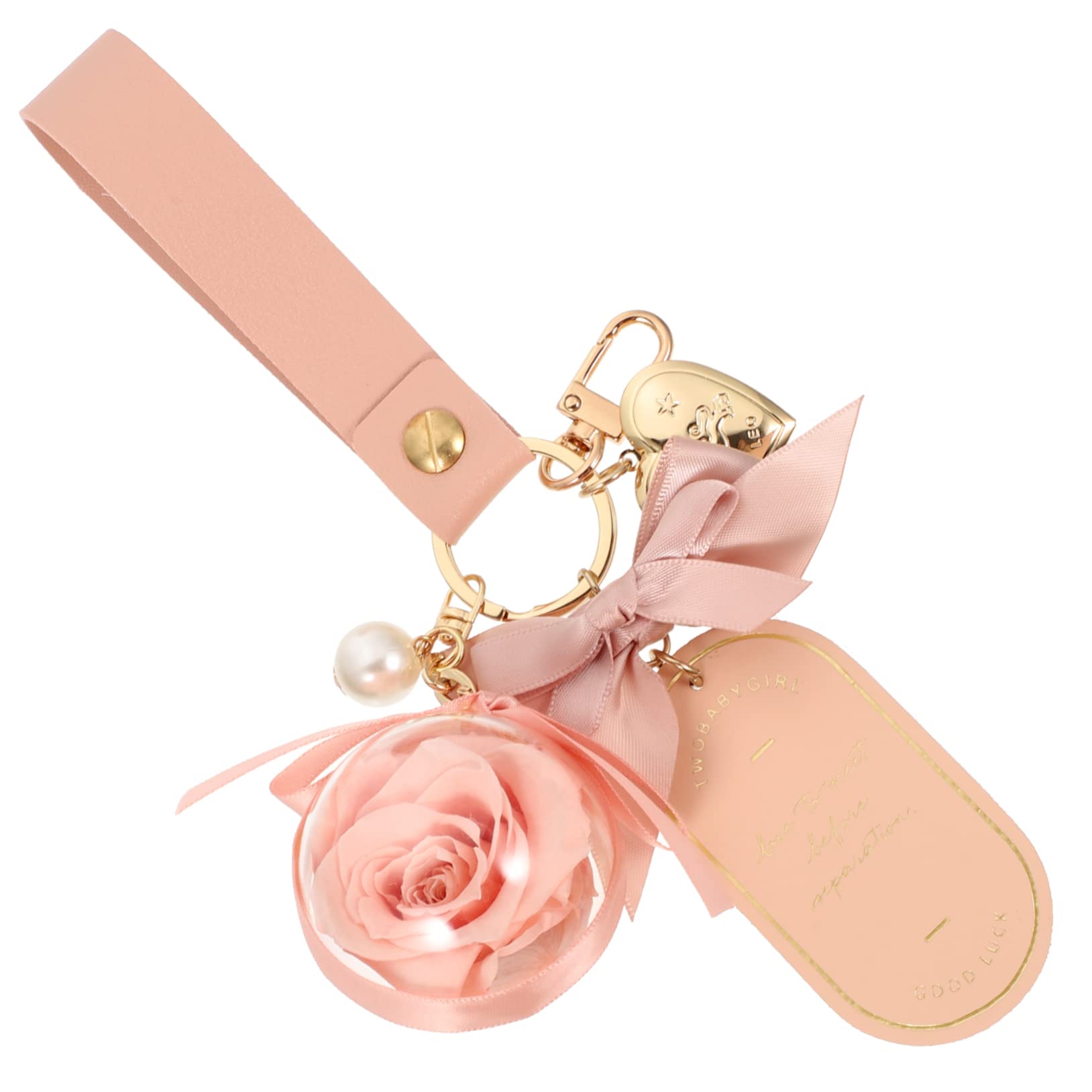 BESPORTBLE Konservierter Blumen-schlüsselanhänger Schlüsselanhänger Für Rucksäcke Zubehör Damen Bastelt Rosen-schlüsselanhänger Schlüsselbund Ewige Rosenkette Leder Rosa