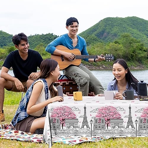 Image of Paris Party Decorations, 3Pcs Paris Themed Party Tablecloth Plastic Table Cloth for Birthday Wedding Baby Shower