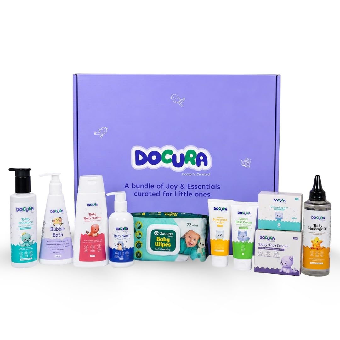 Docura Baby Care Collection Premium Gift Box | set of 10 products | Baby gift hamper for newborn | Baby shower gift | Newborn baby gifts | Gift for New Parents | Best for gifting on Birthday-image-42