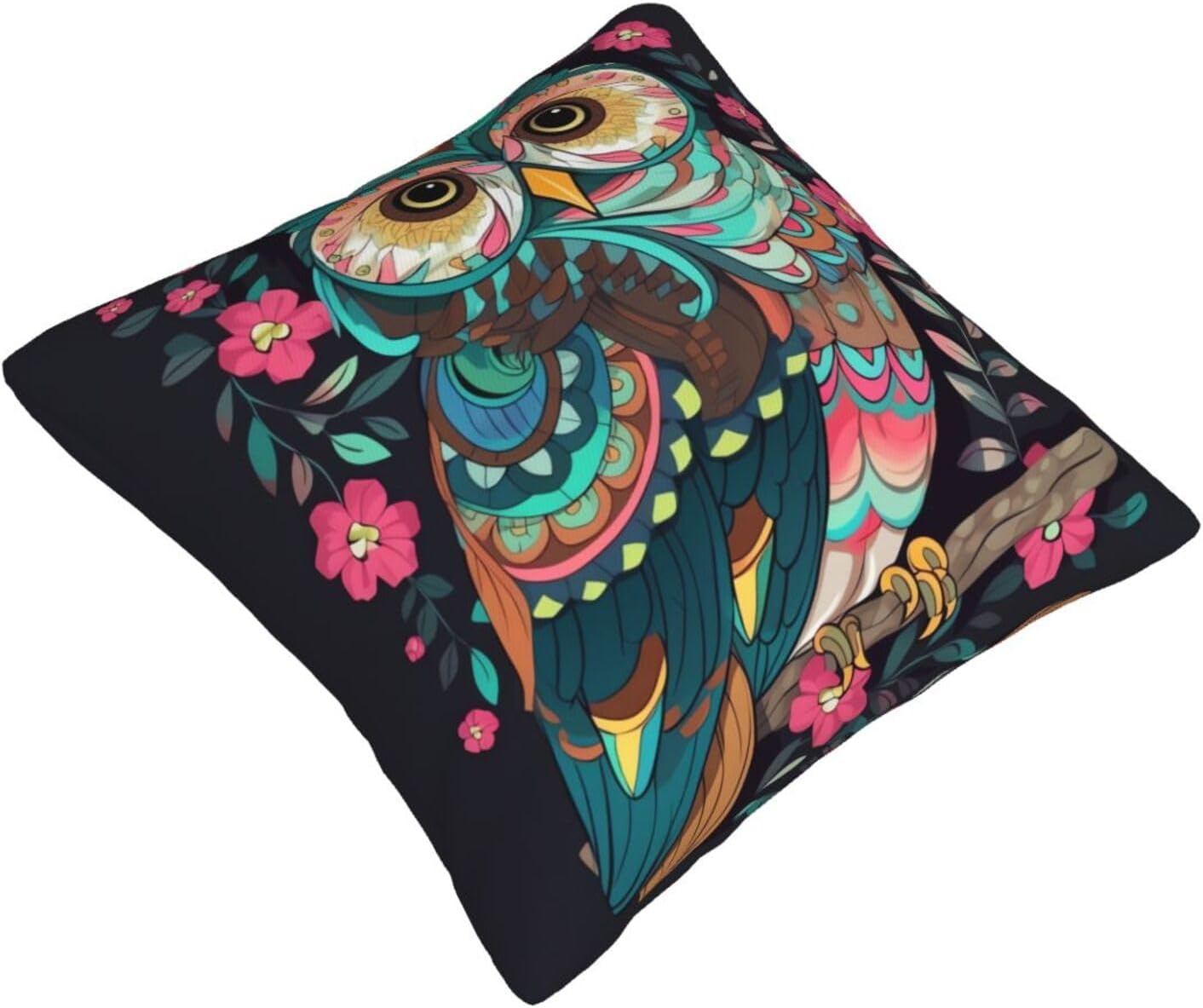Anime Owl Print Throw Pillow Covers Fashion Throw Pillow Case Soft Couch Pillows Decorative Square Pillow Covers for Sofa Living Room 16"x16" image 2