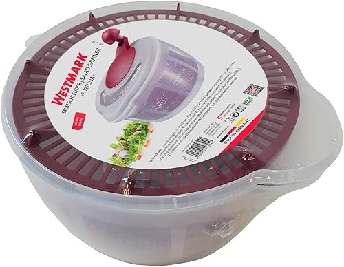 Miniatura 8 de Westmark Germany Centrifugador de ensaladas fácil de usar para secar las verduras y mejorar el sabor de los condimentos de 10 pulgadas