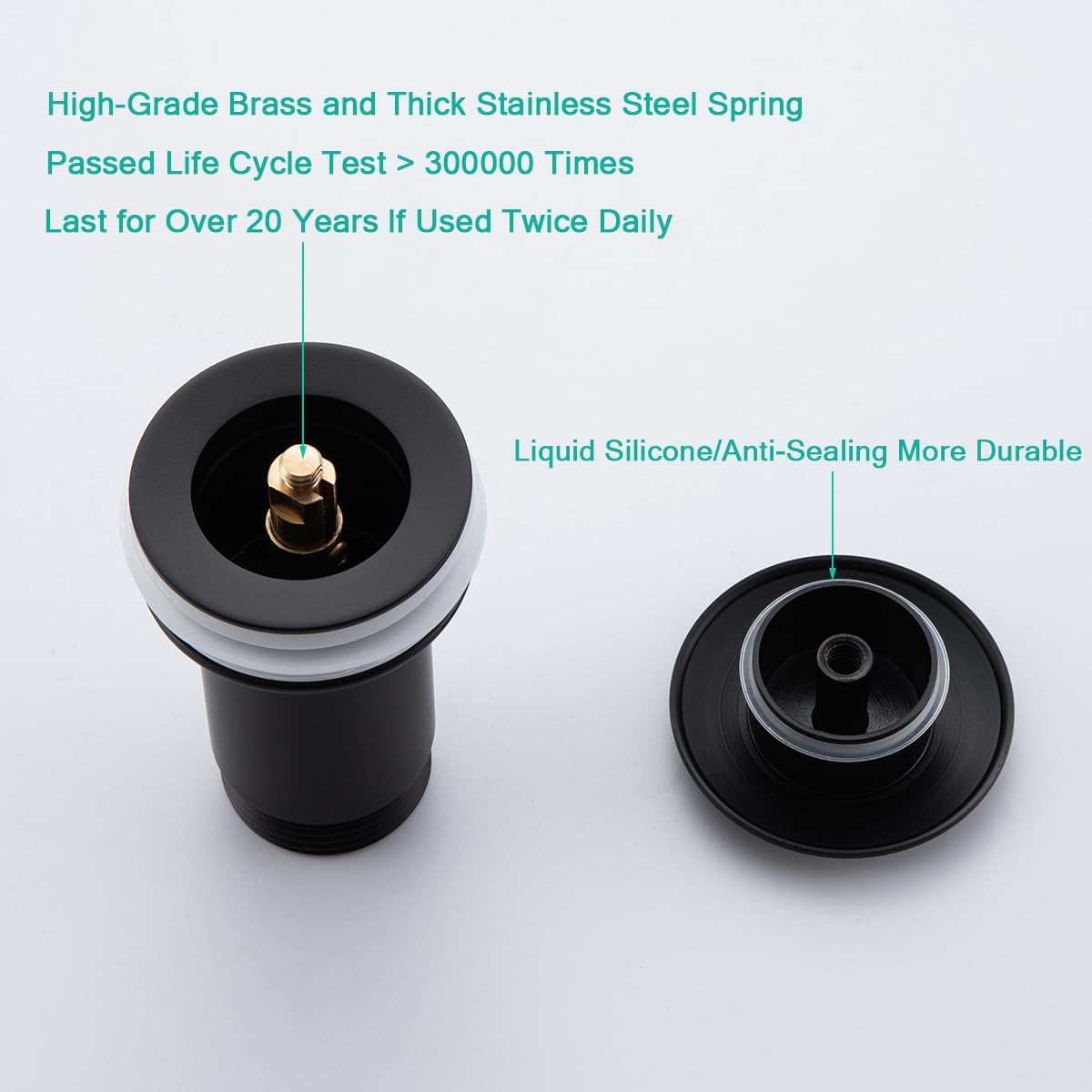 Brass P Trap with Pop Up Drain Stopper With Overflow,U-Shape 1 1/4 Slip Joint Extension Tub Sink Drain Pipe,12 inch Pipe length Adjustable Height Sink Waste Trap Drain Kit,Matte Black