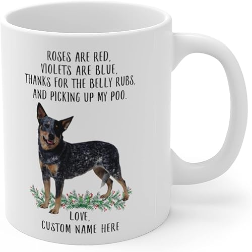Miniatura 3 de Regalos divertidos para los amantes de las mascotas Queensland Blue Heeler Black Merle con nombre personalizado Roses Are Red Violets Are Blue Dog