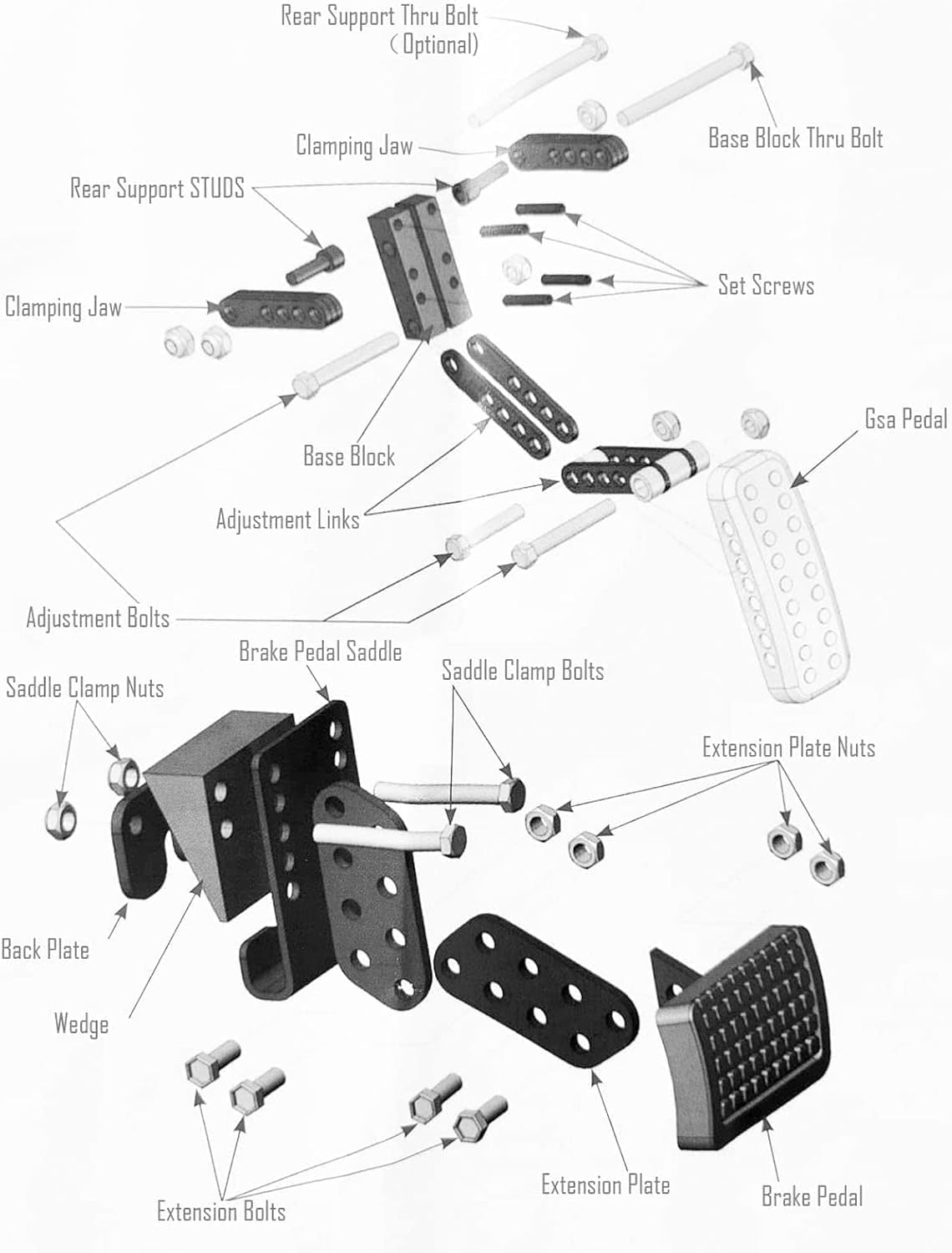 Universal Gas and Brake Pedal Extenders for Short Drivers | Adjustable Length & Angle Non-Slip Extensions for Cars, Go Karts, Ride-On Toys | Steel & Rubber Construction, Universal Fit