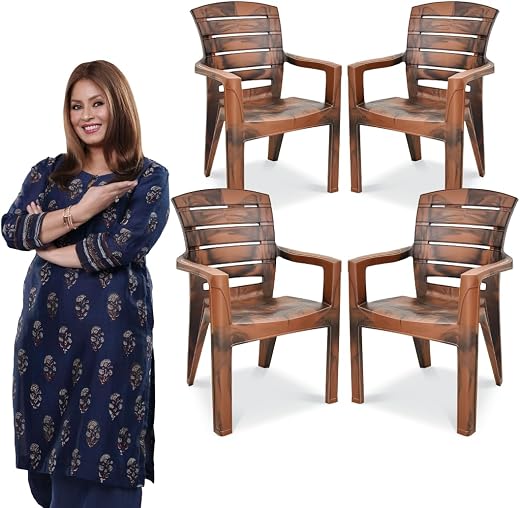 MAHARAJA Heavy Duty Plastic Chair | Matt Pattern Plastic Chair for Home, Kitchen, Living Room, Office | Strong and Sturdy ...