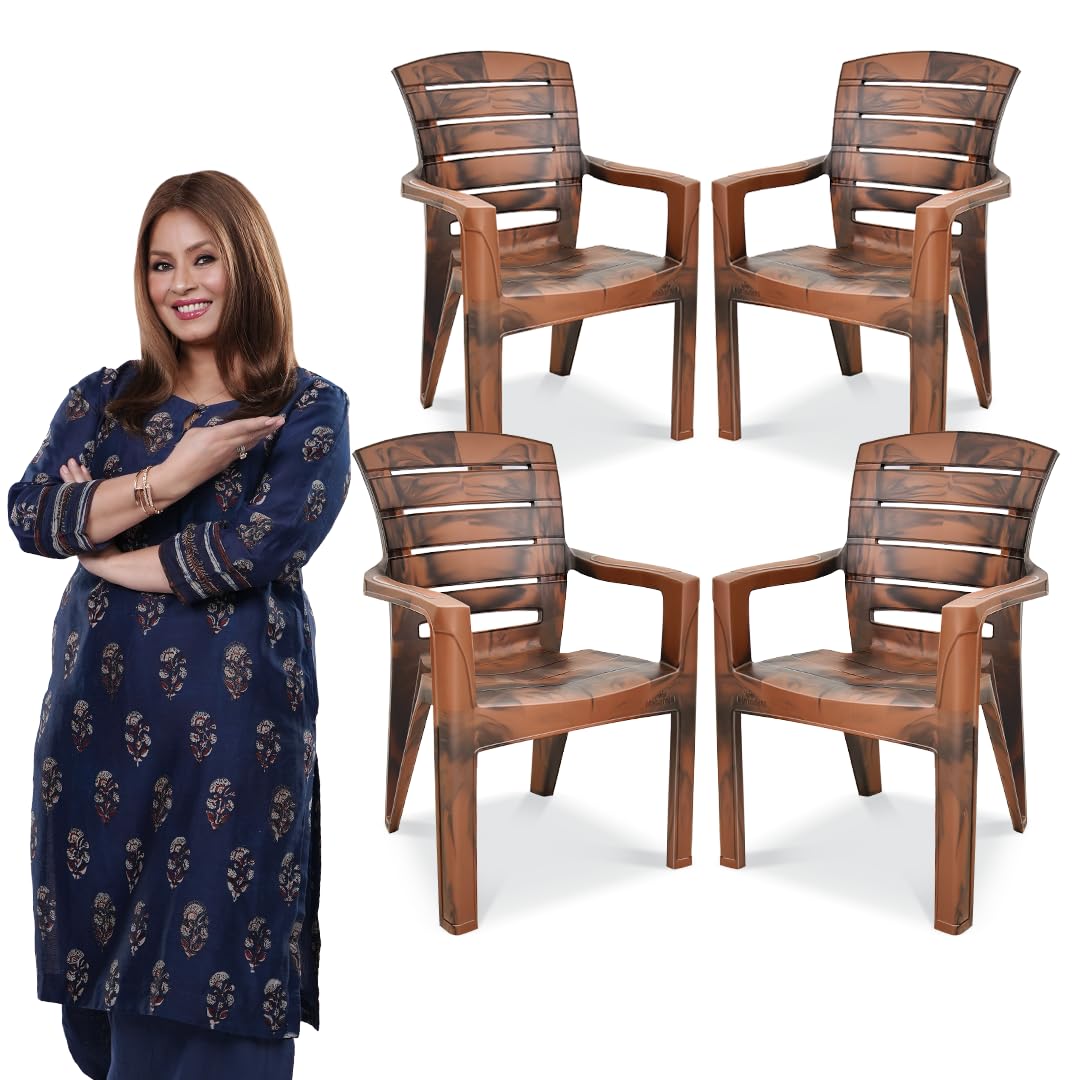 MAHARAJA Heavy Duty Plastic Chair | Matt Pattern Plastic Chair for Home, Kitchen, Living Room, Office | Strong and Sturdy ...