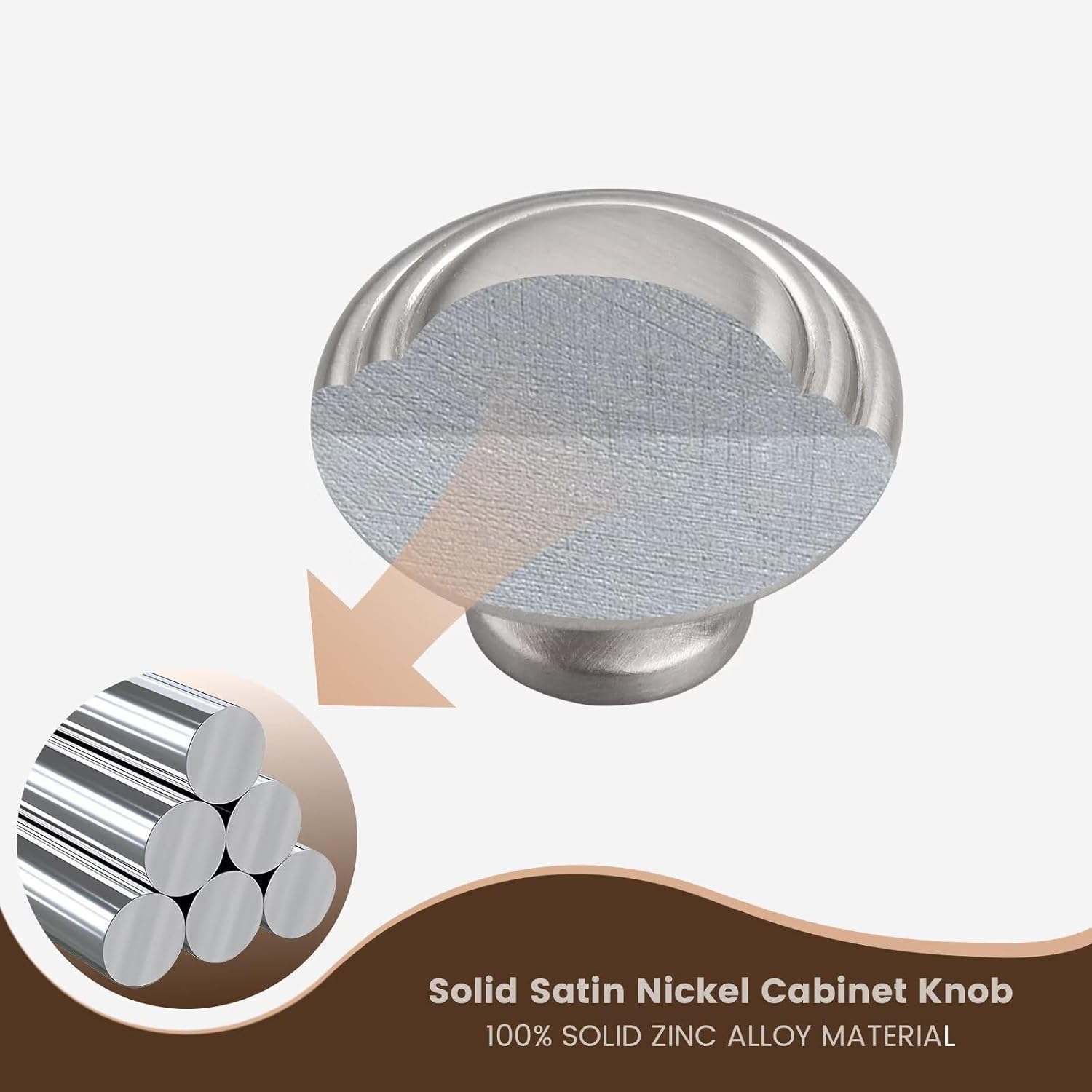 Brushed Nickel Knobs for Drawer 20 Pack, Solid Round Kitchen Cabinet Knobs, Dresser Pulls for Bedroom Bathroom Vanity, Diameter: 1.32 Inch(33.5mm)