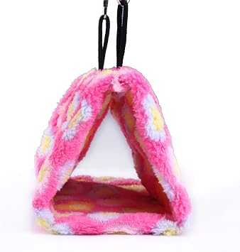 Vktech Plush Snuggle Bird Hammock Hanging Snuggle Cave Happy Hut Bird Parrot Hideaway Size M (23.5 * 22cm) (Pink)