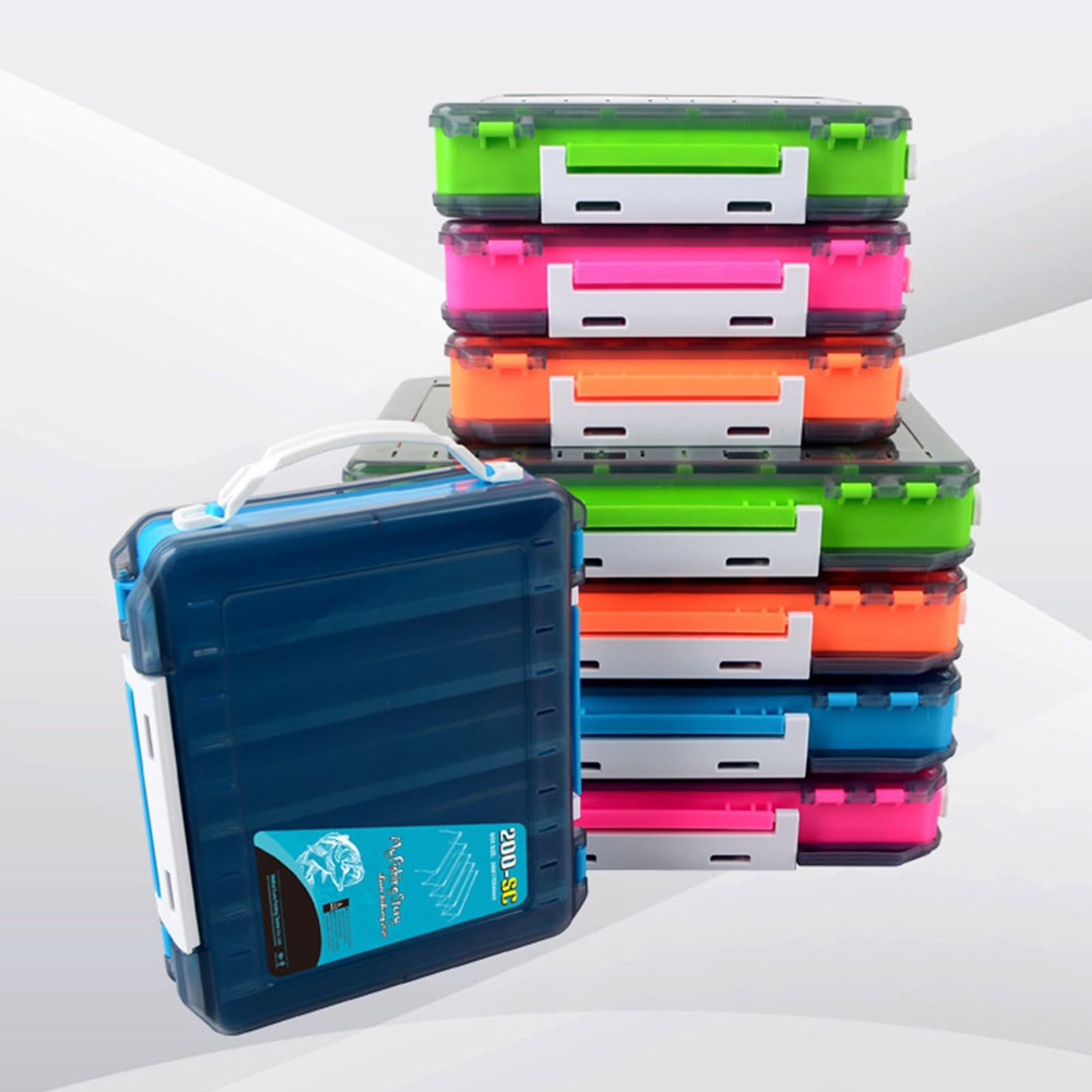 Caja de aparejos de doble cara para transportar señuelos de pesca transparentes, caja de almacenamiento, organizadores de aparejos de pesca, herramienta impermeable