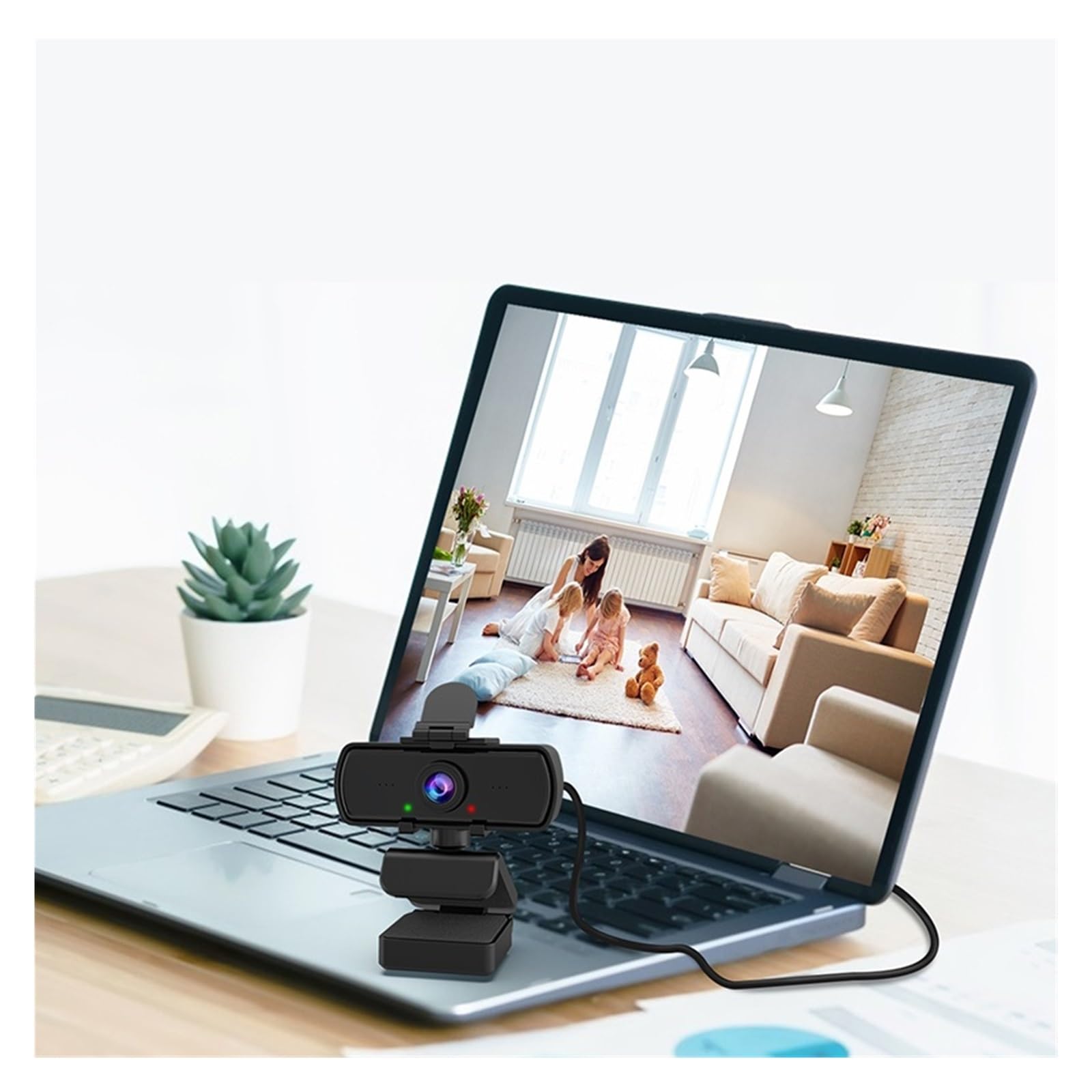 Cámara Web, Cámara Web for PC Full HD de 1440p con micrófono, trípode, for computadora portátil Escritorio USB, cámara transmisión en Vivo for videollamadas for conferencias, grabación
