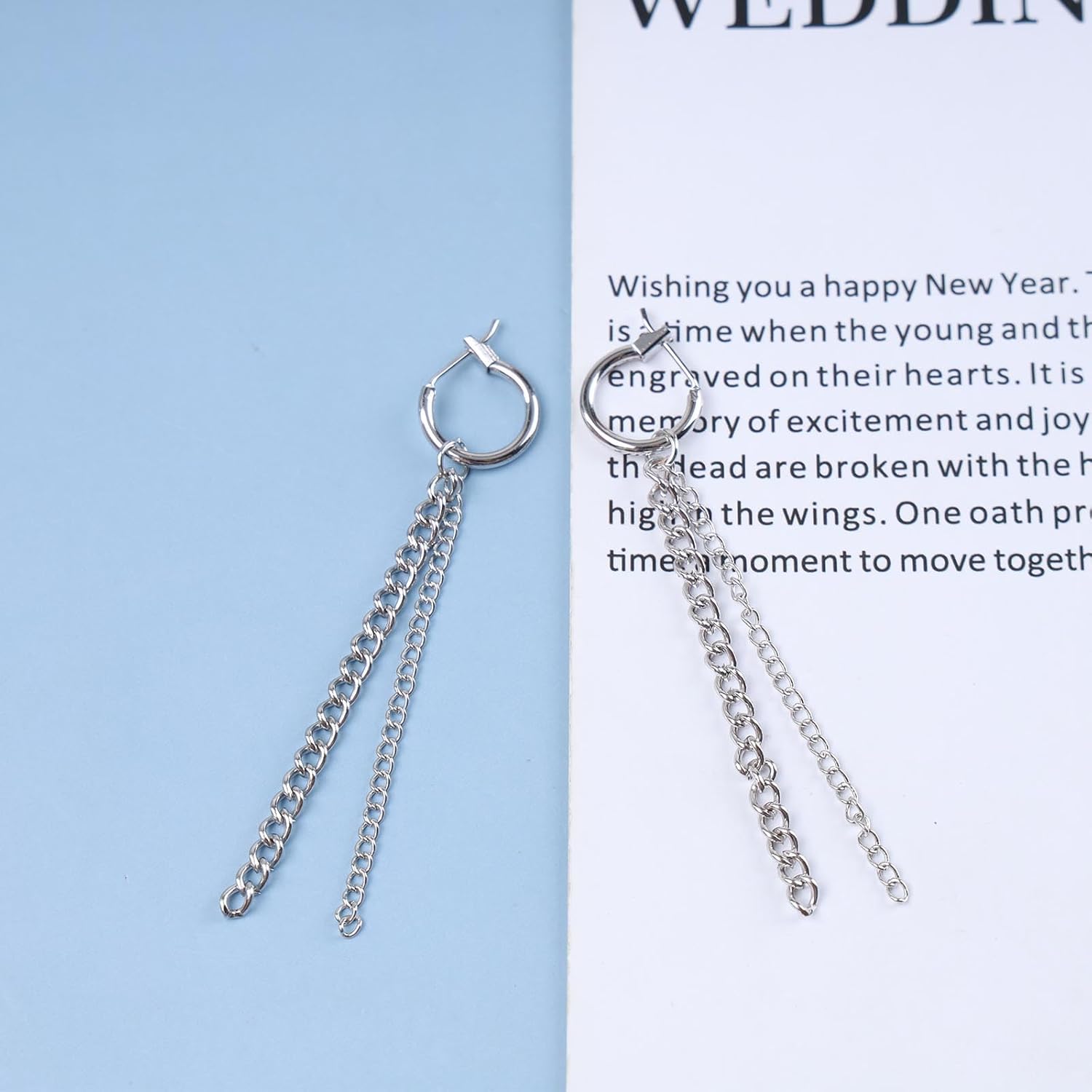 Vintage Tassel Chain Earrings Silver Fringe Chain Earrings Long Chain Dangle Earrings Punk Thick Chain Huggie Hoop Earrings Jewelry for Women