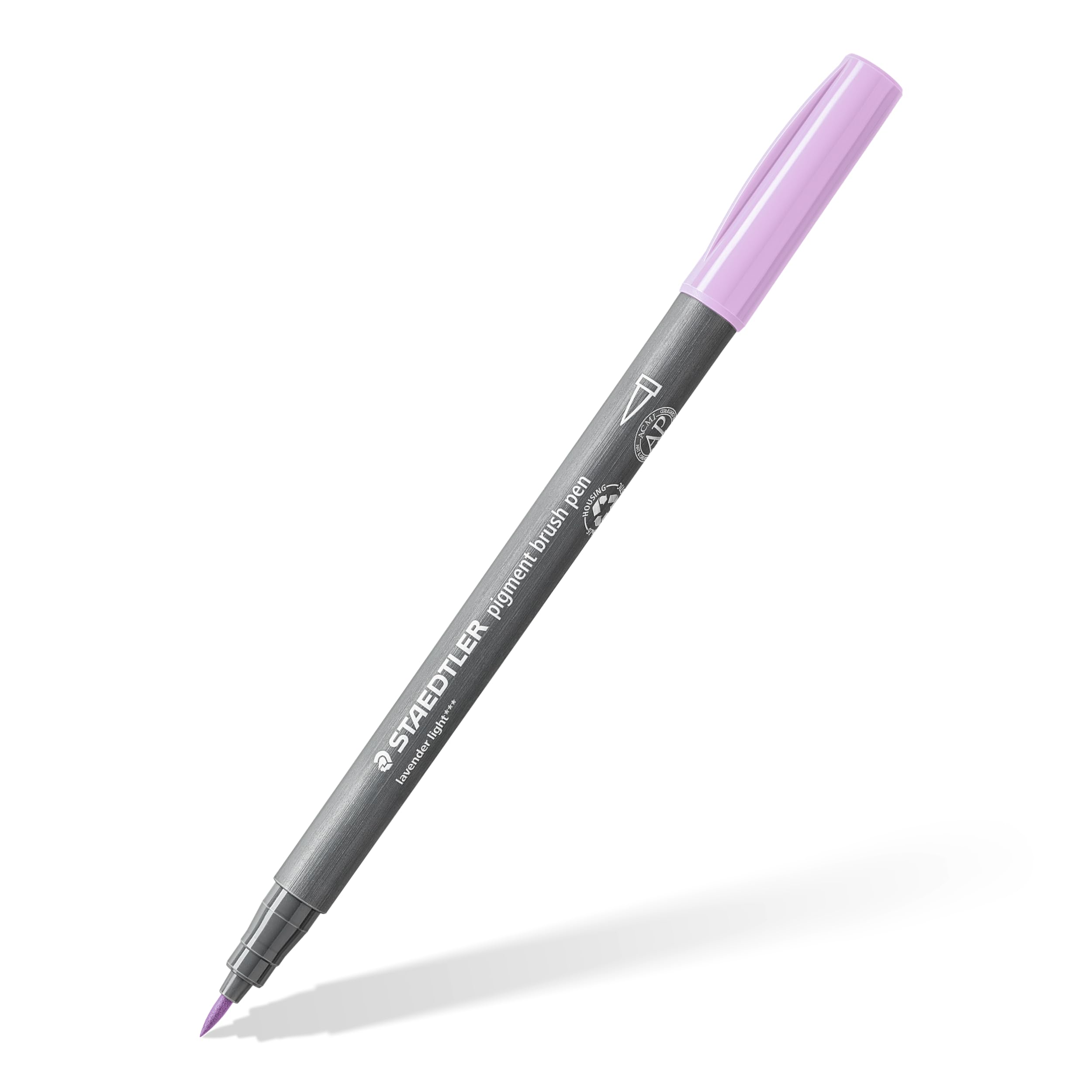 STAEDTLER brush pen pigment Arts, lavendel hell, pigmentierte Premium-Zeichentusche, Pinselspitze für variable Linienbreite, wasserfest, schnelltrocknend, 10 brush pens im Kartonetui, 371-620