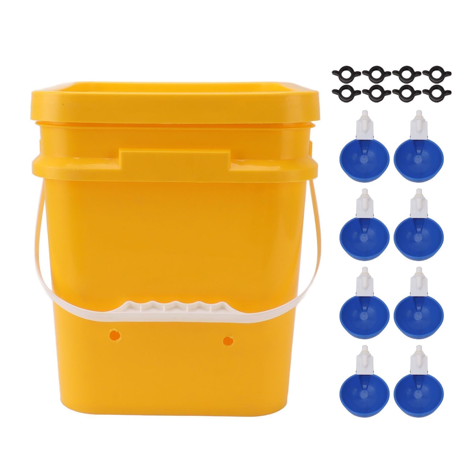 Abbeveratoio Automatico per Pollo Gallinella Fornisce Abbeveratoio per Pollo Mangiatoia e Abbeveratoio per Pollo da 12 Litri per Pollame (Secchio + grande ciotola blu + viti nere)
