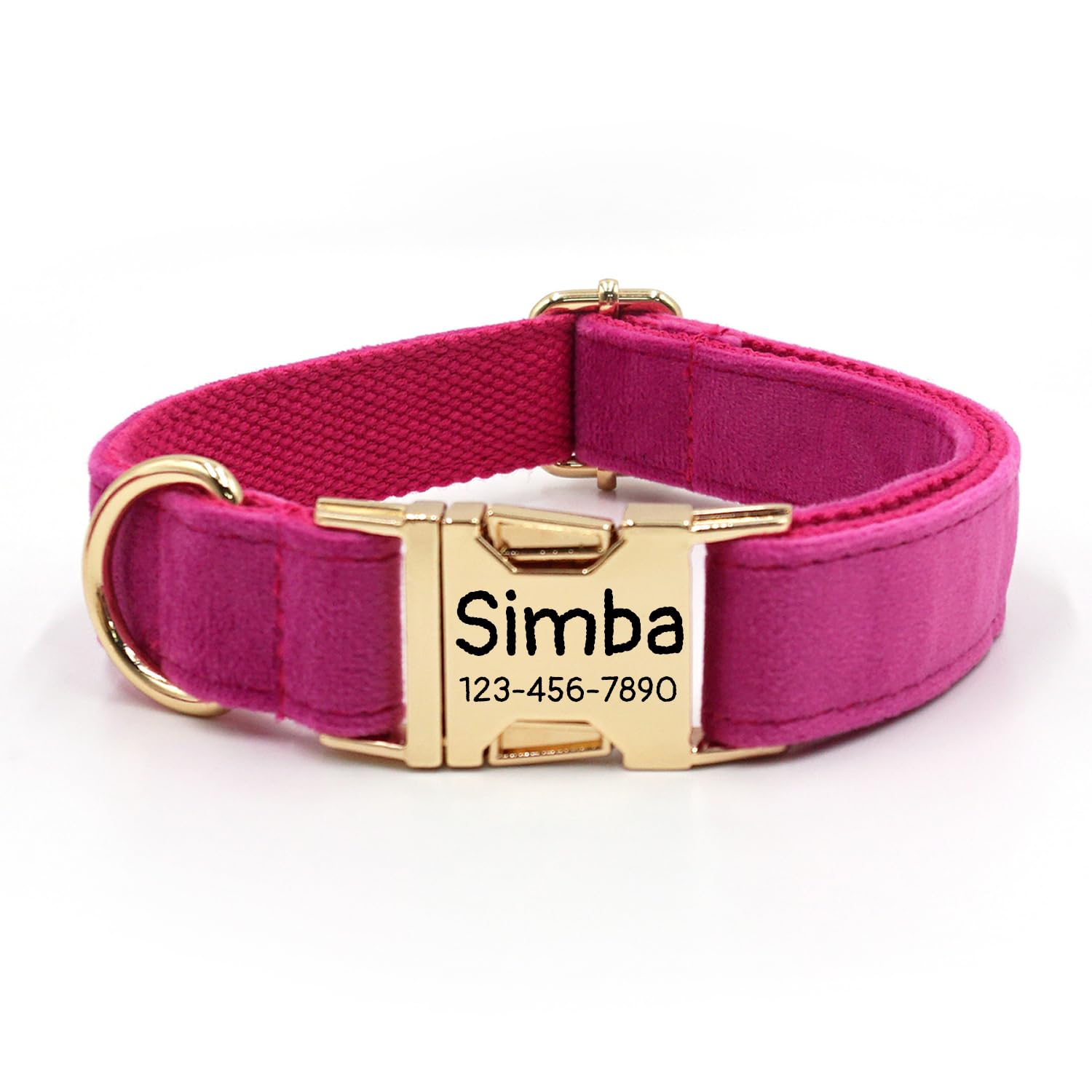 Personalized Soft Dog Collar, Laser Engraved Metal Buckle Dog Tag, Adjustable Through D-Ring, and Colors(Bright Purple,XS)