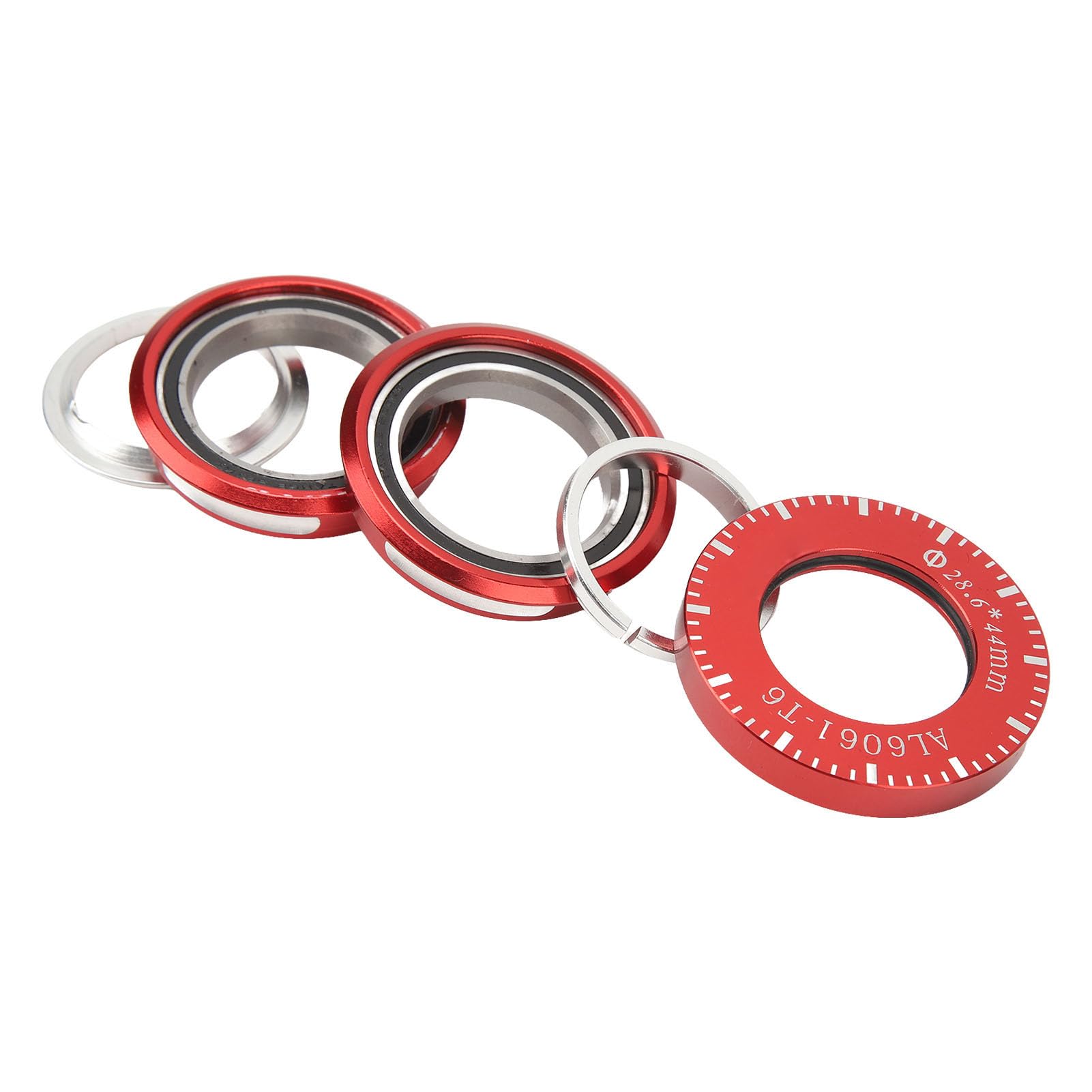 MasYosh 44-mm-Klapprad-Steuersatz, Lagersteuersatz aus Aluminiumlegierung und Edelstahl mit Heller Galvanisierter Oberfläche, für SP8 SP18 VP18 MUP8 JP8 BYA412 Klappfahrrad (1 Satz Rot) Sport & Freizeit