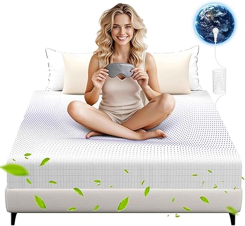 Grounding Sábanas tamaño King, 90% algodón orgánico + 10% fibra plateada pura, sábanas bajeras para mejorar el sueño con cable de tierra, máscara de