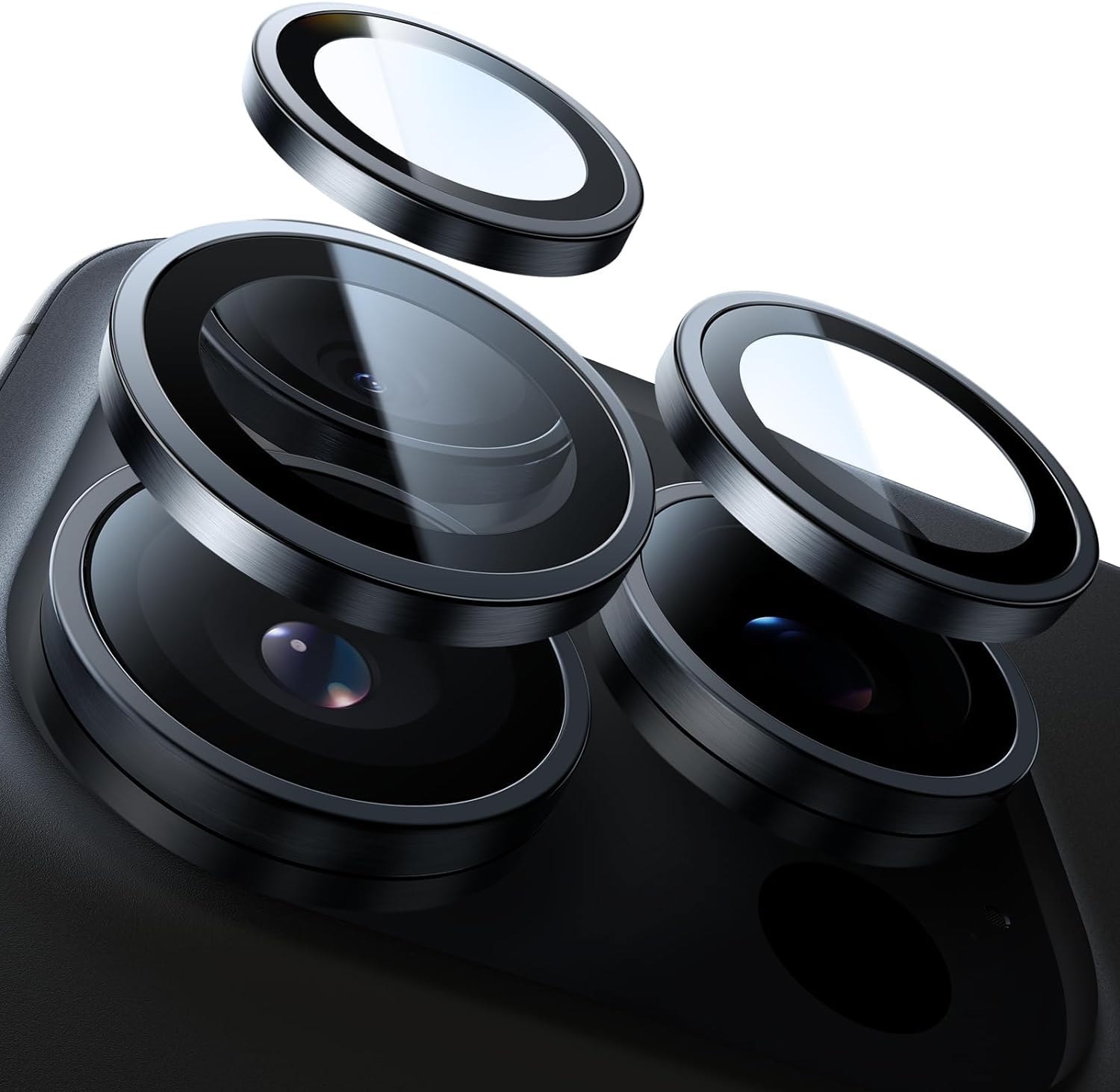 CASENED 9H Tempered Glass Camera Lens Protector for iPhone 15 Pro/iPhone 15 Pro Max - Premium AR+AF Technology, Ultra-Clear, Scratch Resistant, Easy Install, Case Friendly (Black)