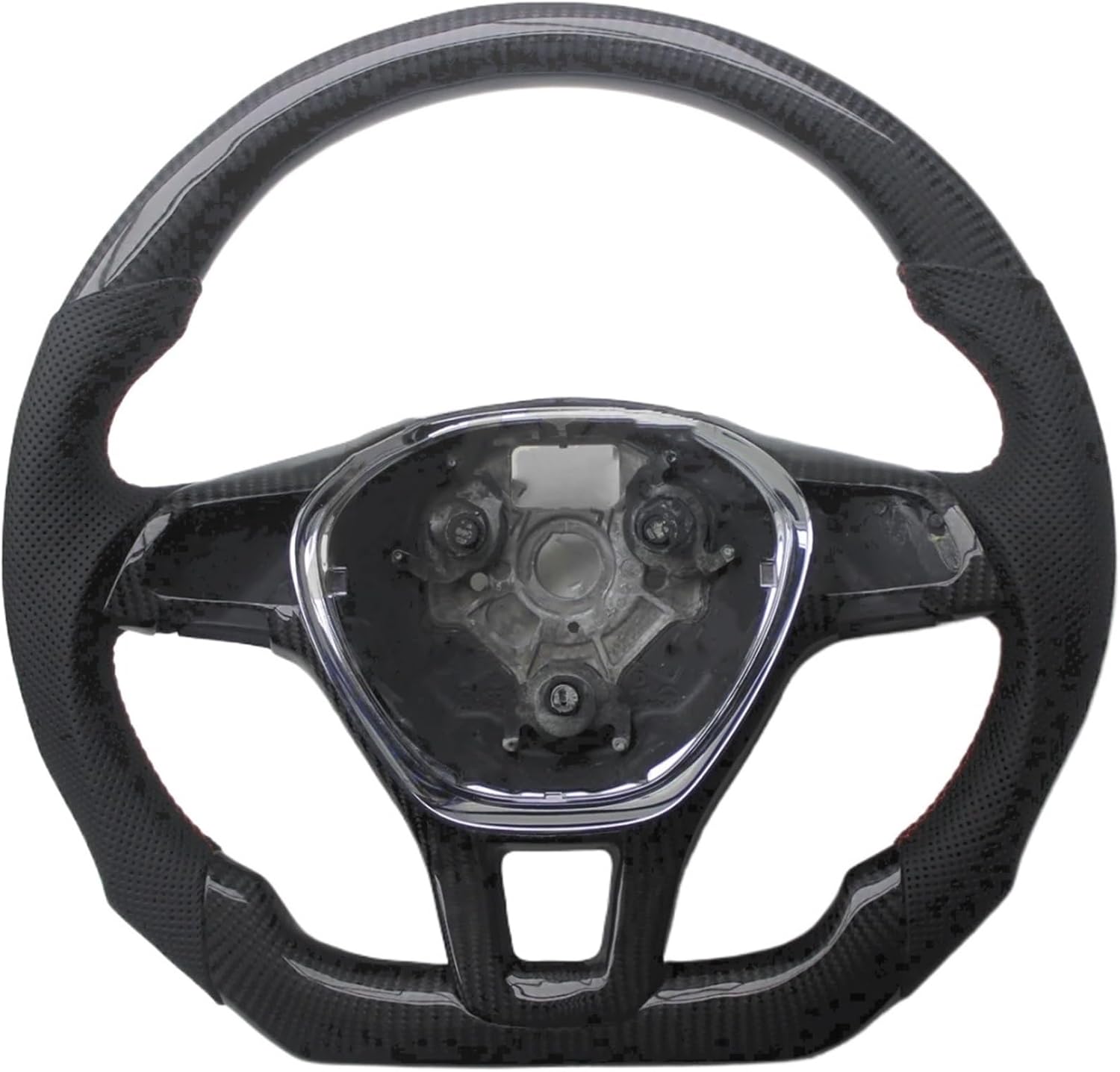Replacement For VW Golf 7 Mk7 2013-2018 Leather Carbon Fiber Steering Wheel Car Accessories(With Button Holes)