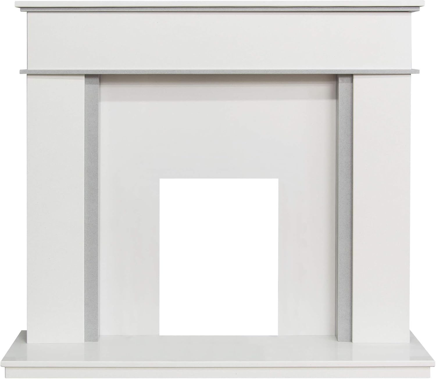 White and Grey Marble Stone Modern Fire Surround Electric Fireplace