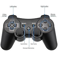 Vista 8 de Diswoe Controller for PS-3, Wireless Bluetooth Controller Gamepad Joystick, Double Vibrating Controller for Play_station 3 with Charger Cable Cord