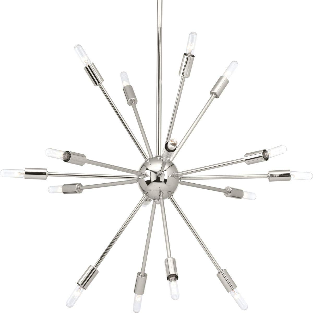 Progress Lighting Ion Collection 16-Light Mid-Century Modern Chandelier Light Polished Nickel