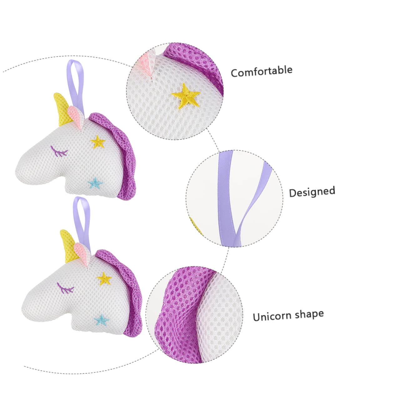 Beavorty 6piezas Esponjas De Baño De Unicornio Exfoliantes y Divertidos Bolas De Para Adultos y Diseño Adorable Fuerte y Perfectos Para Higiene Diaria