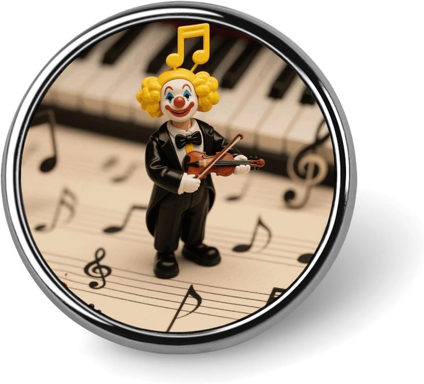 Music Clown Lapel Pin Round Badge Brooch Pin for Clothes