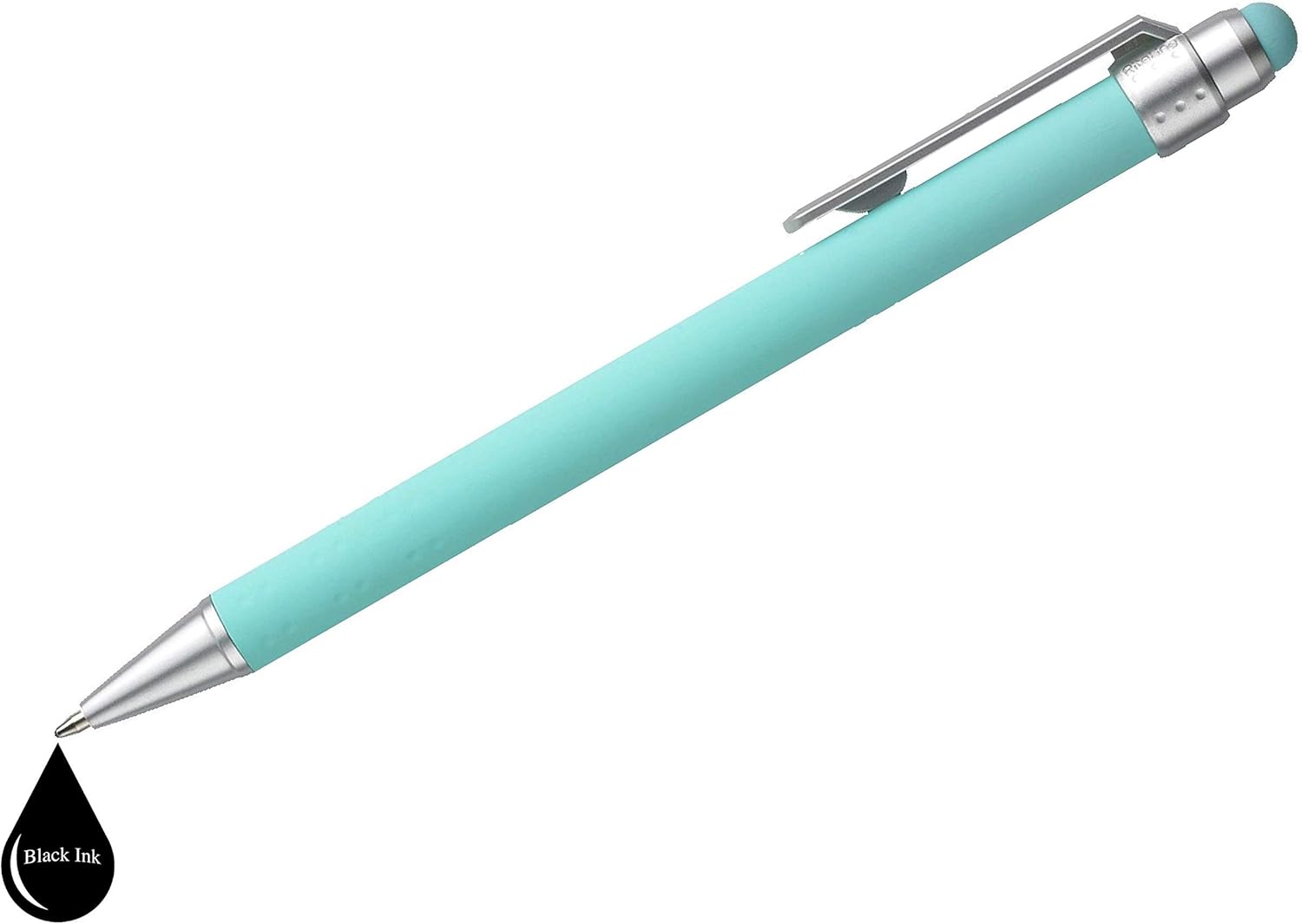 ExpressDesigns™ - Pastel Personalized Pens with Stylus - Soft Touch Design - Custom Printed Name Pens with Black Ink - Imprinted with Logo or Message - 12/set (Pastel Blue)