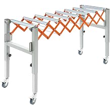 Adjustable Conveyor Roller 18''-51'' Expandable Roller Conveyor System Table, 20''-31.5'' Height Woodworking Planer Folding Turning Conveyor Belt Flexible Roller Conveyor, 4 Wheels with Brakes