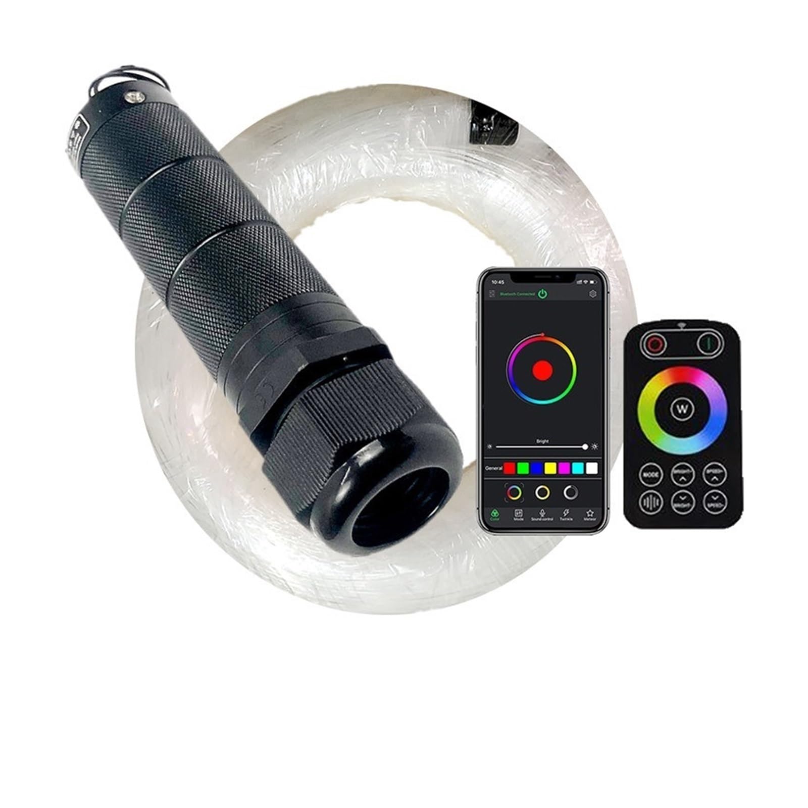 Lampa światłowodowa MAŁA 6W RGBW Pokój samochodowy Światła gwiezdne Zestawy sufitowe LED Optic Star, sterowanie światłowodem 3M Mobile WP Łatwe do ukrycia(300pcs 0.75mm 3M)
