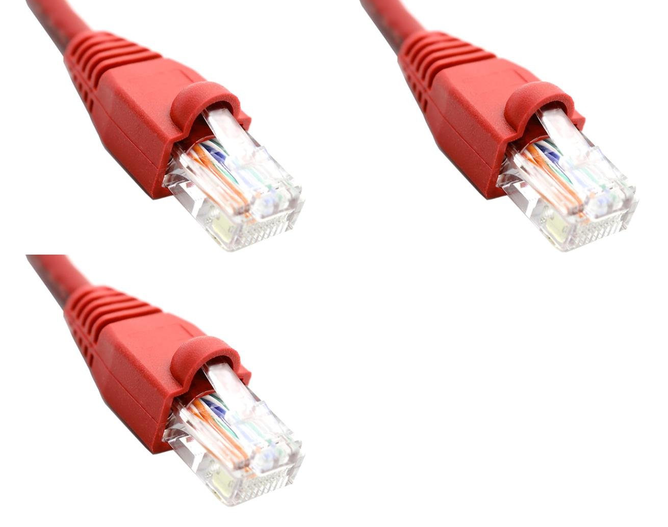 Ultra Spec Cables Pack of 3 Red 2FT Cat6 Network