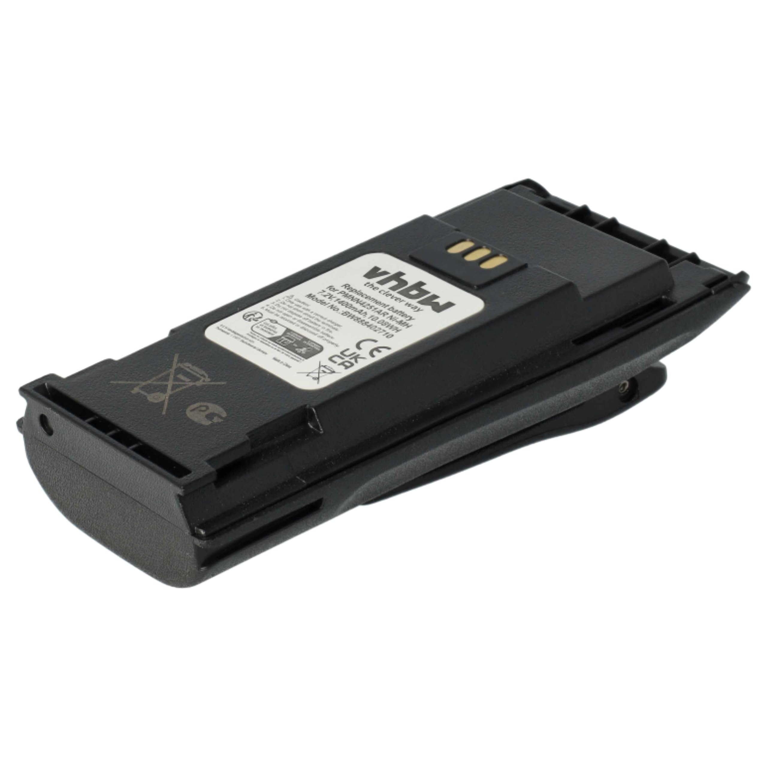 vhbw 2X batería Compatible con Motorola DP1400, GP3188, EP450, CP380, CP360 Radio (1400 mAh, 7,2 V, NiMH) + Pinza