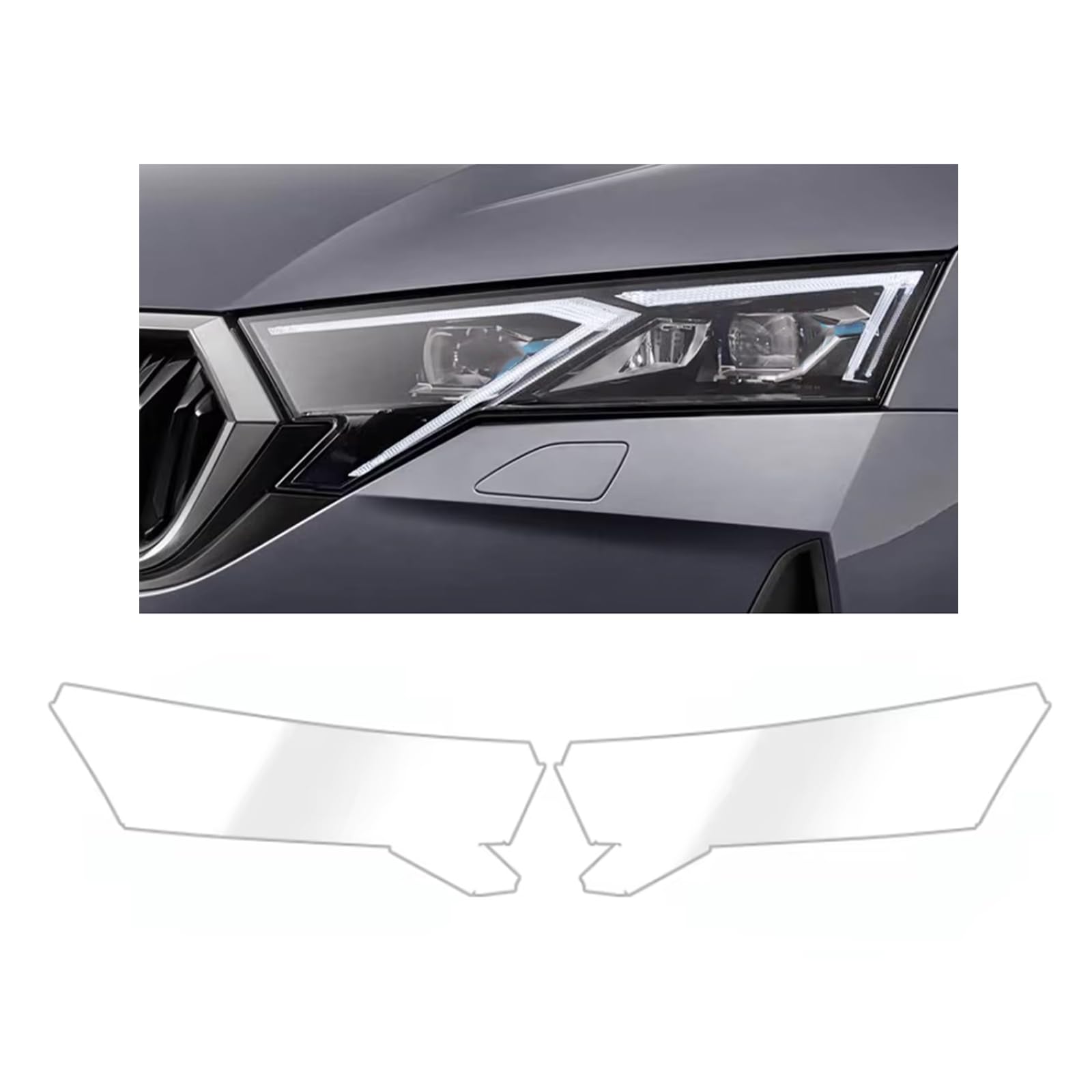 Headlight Film for Skoda Octavia MK4 2024-2026, 1Set Transparent/Smoke Black Car Headlight TPU Protective Film