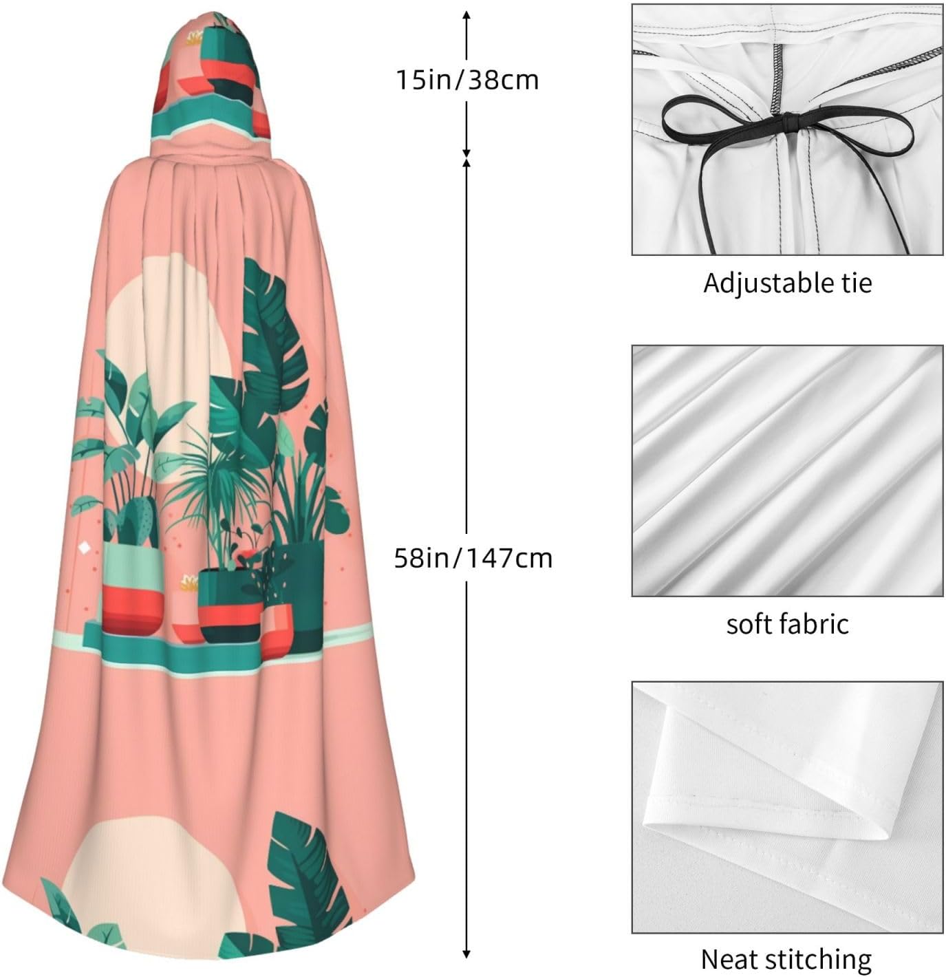 Beautiful Potted Green Plants Men Women Halloween Role Play Party Decoration Hooded Poncho