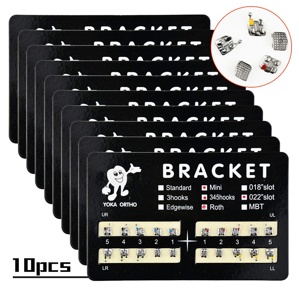 10 Packs Dental Orthodontic Metal Brackets - Mini MBT 0.22 Slot With Hooks 3-4-5 (SANDENT)