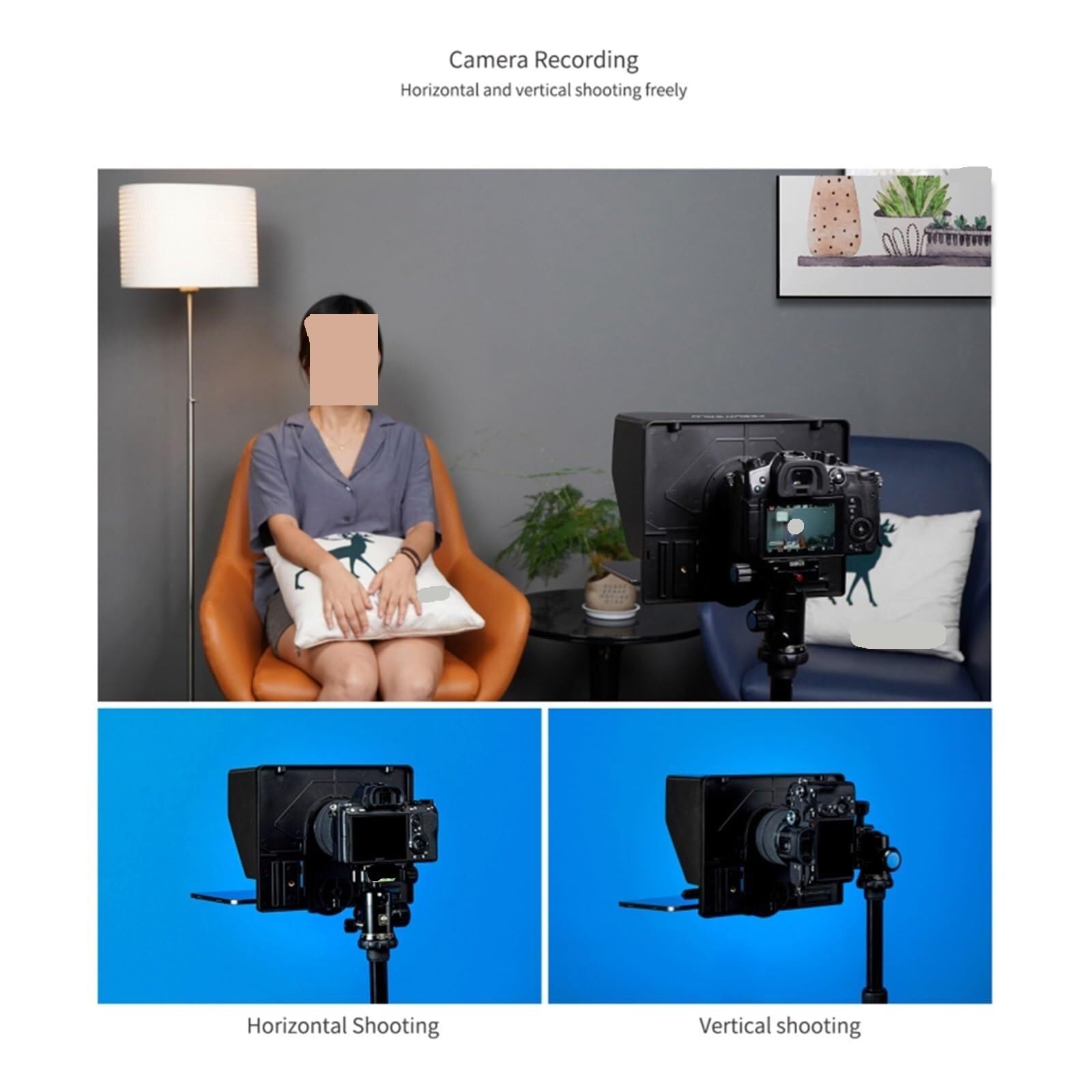 Teleprompter, Teleprompter 10-Zoll-Telefonkamera, Faltbare Unterstützung Für Horizontale Und Vertikale Aufnahmen für Live-Streaming