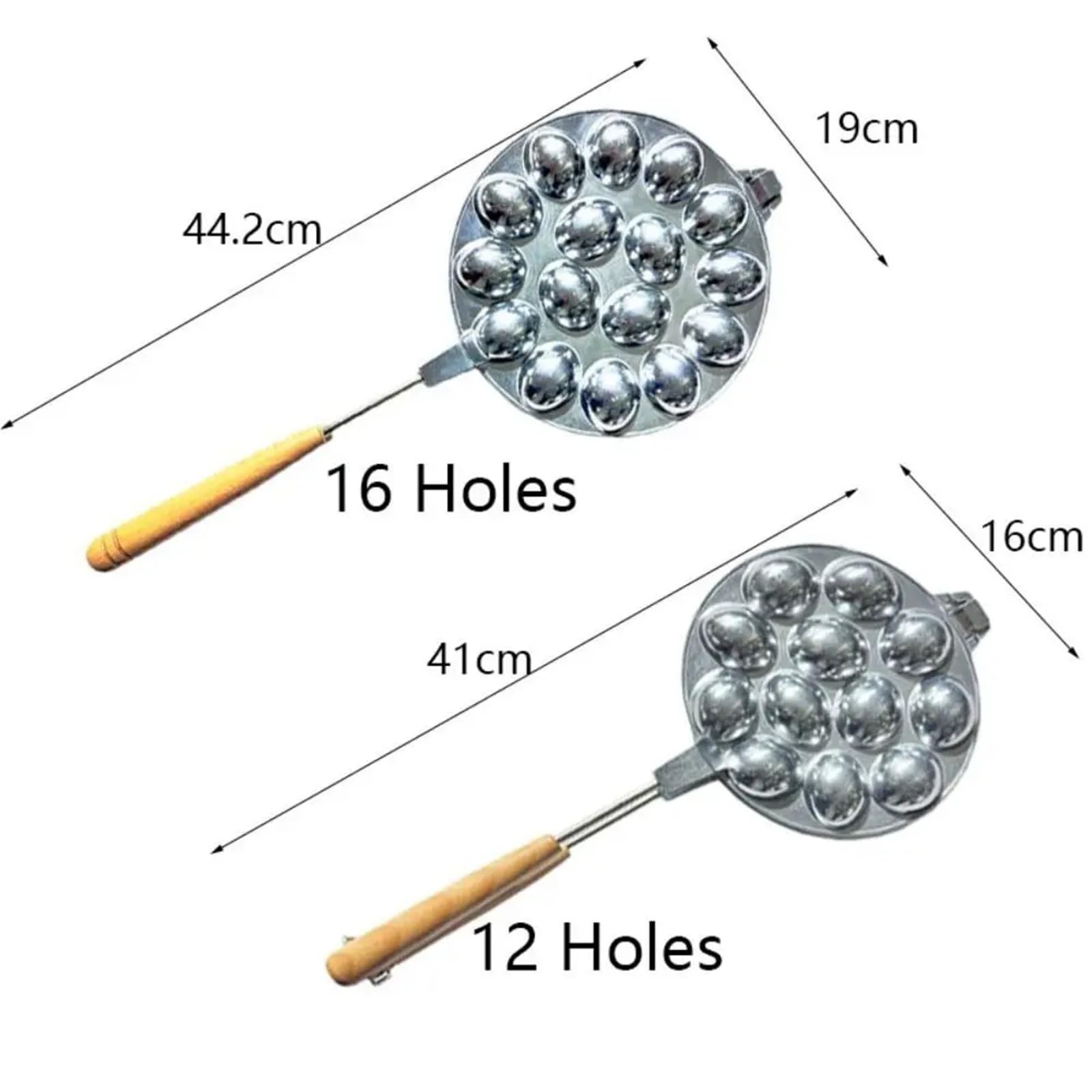 Walnuss-Keksform mit 12/16 Mulden | Antihaftbeschichteter Keksausstecher for Nusskekse aus Aluminiumlegierung mit Holzgriff(Silver-12 Holes)