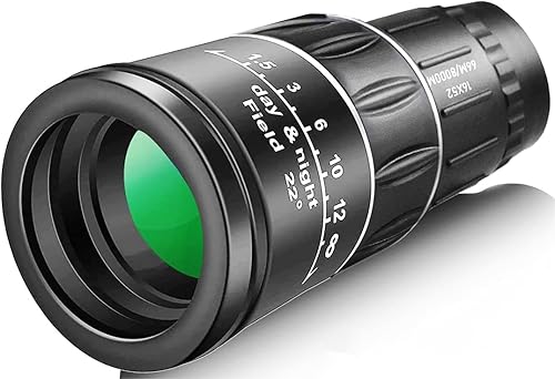 Monocular HD de 16 x 52 para adultos, FMC - Telescopio monocular compacto de mano para observación de aves, vida silvestre, concierto, alcance de