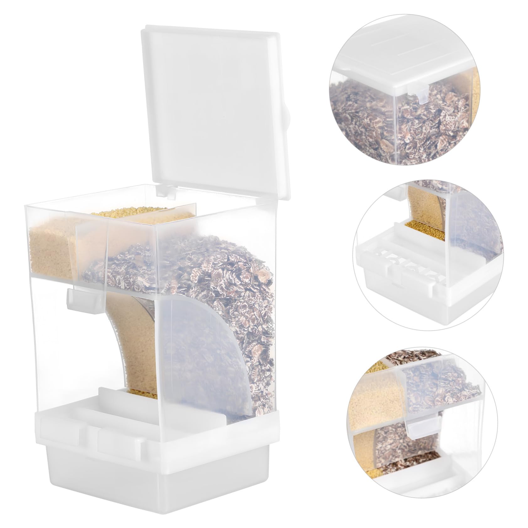 VANZACK 4ensembles Distributeur Automatique pour Oiseaux avec Compartiments Et Cuillère Mangeoire Transparent pour Perroquets Et Oiseaux De Compagnie Accessoire Pratique