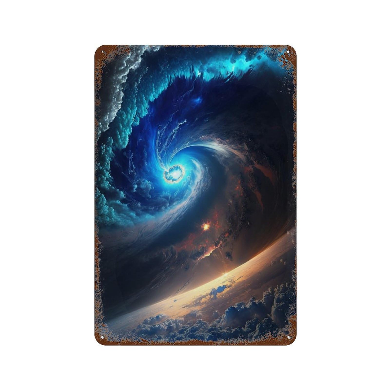 Galactic Spiral Nebula Distressed Metal Wall Sign 11.8"x7.9", Shabby Chic Decor for Garage, Pub Or Kitchen