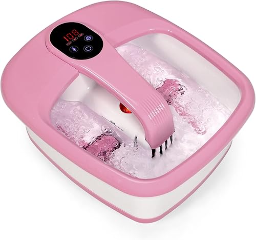Giantex Masajeador de baño de spa para pies con rodillos de masaje automáticos, control de temperatura ajustable digital, calentamiento rápido de