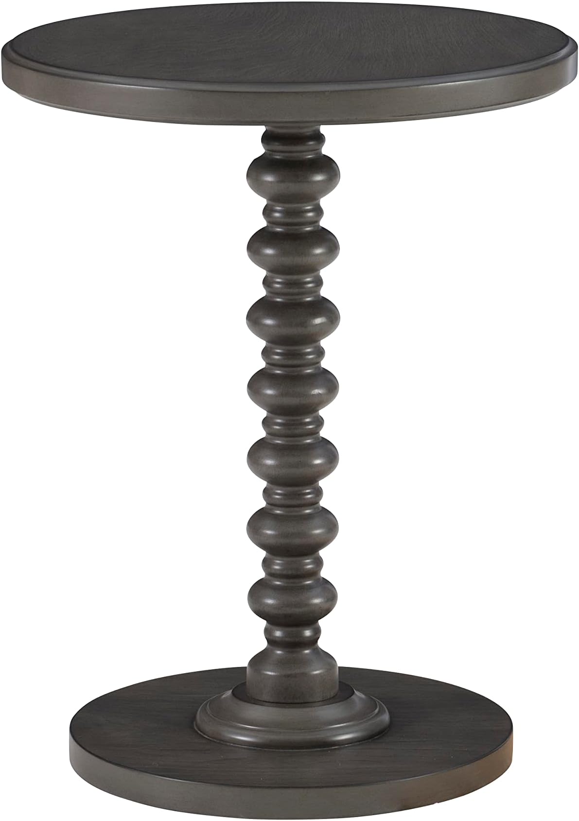 Tarkin Round Dark Grey Turned Spindle Pedestal Side Accent Table